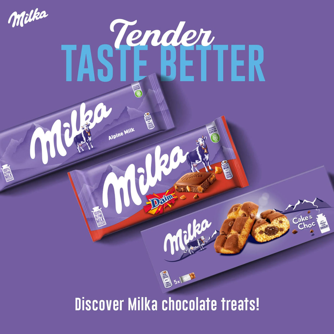 Milka with Daim Chocolate Bar, Alpine Milk Chocolate with Crunchy Daim Pieces, 100g