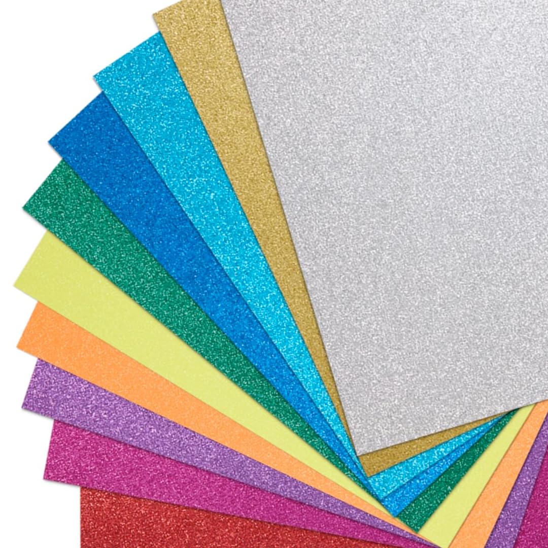 Springboard Supplies A4 Assorted Glitter Card Sheets - 10-Pack 290gsm Non Shed