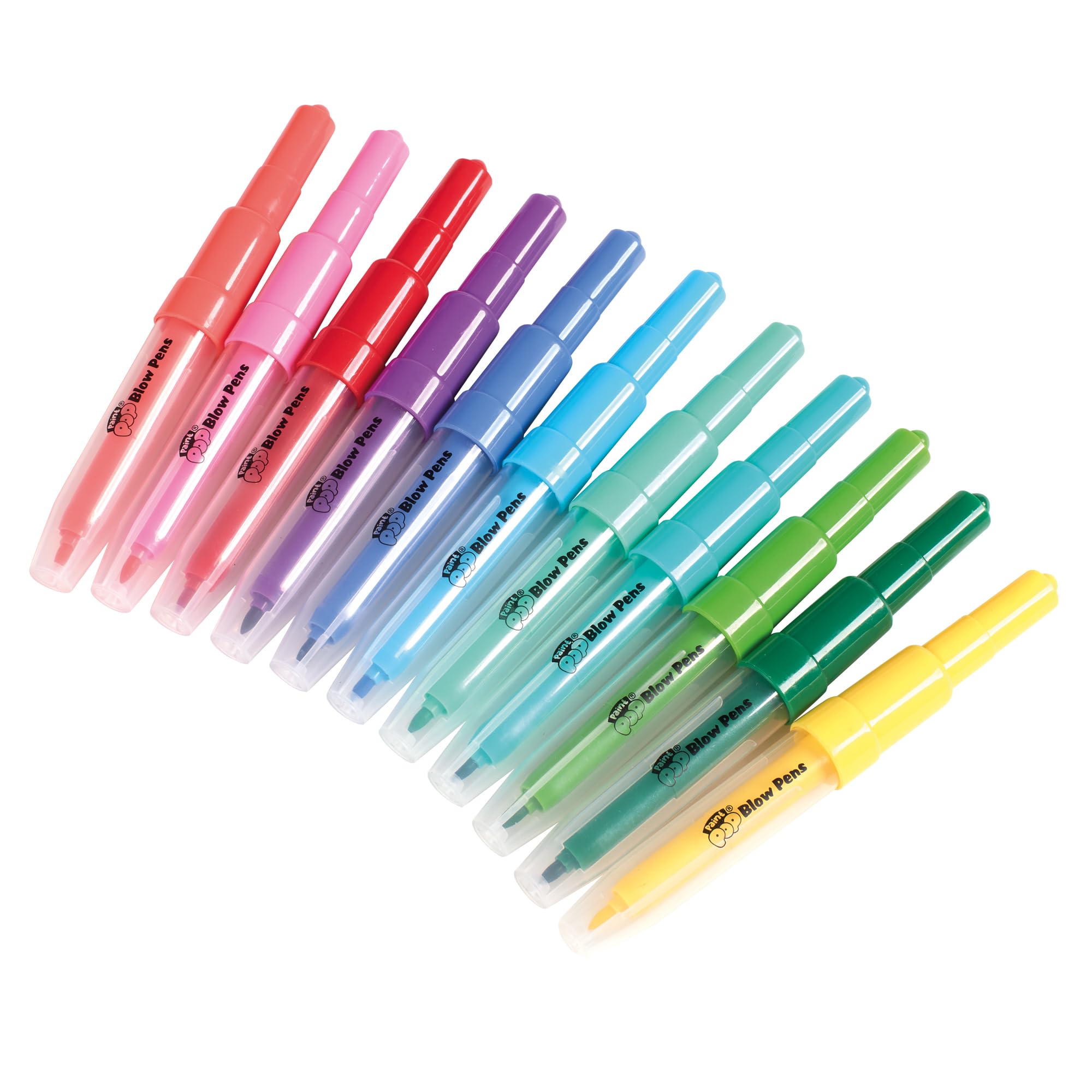 Paint Pop Blow Pens Spray Art Station - 12 Pens, Multi Coloured | Quick-Drying Paint | Includes Stencils & Paper 7
