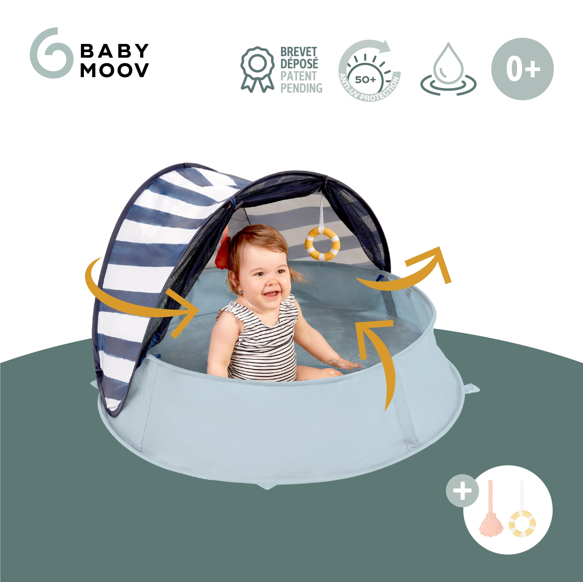 Babymoov Aquani Pop Up Baby Beach Tent & Paddling Pool - UPF 50+ Sun Protection | 90x60x60cm 3