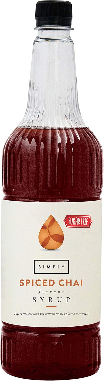 Simply Sugar Free Spiced Chai Syrup, Low Calorie Vegan & Nut Free Beverage Syrup