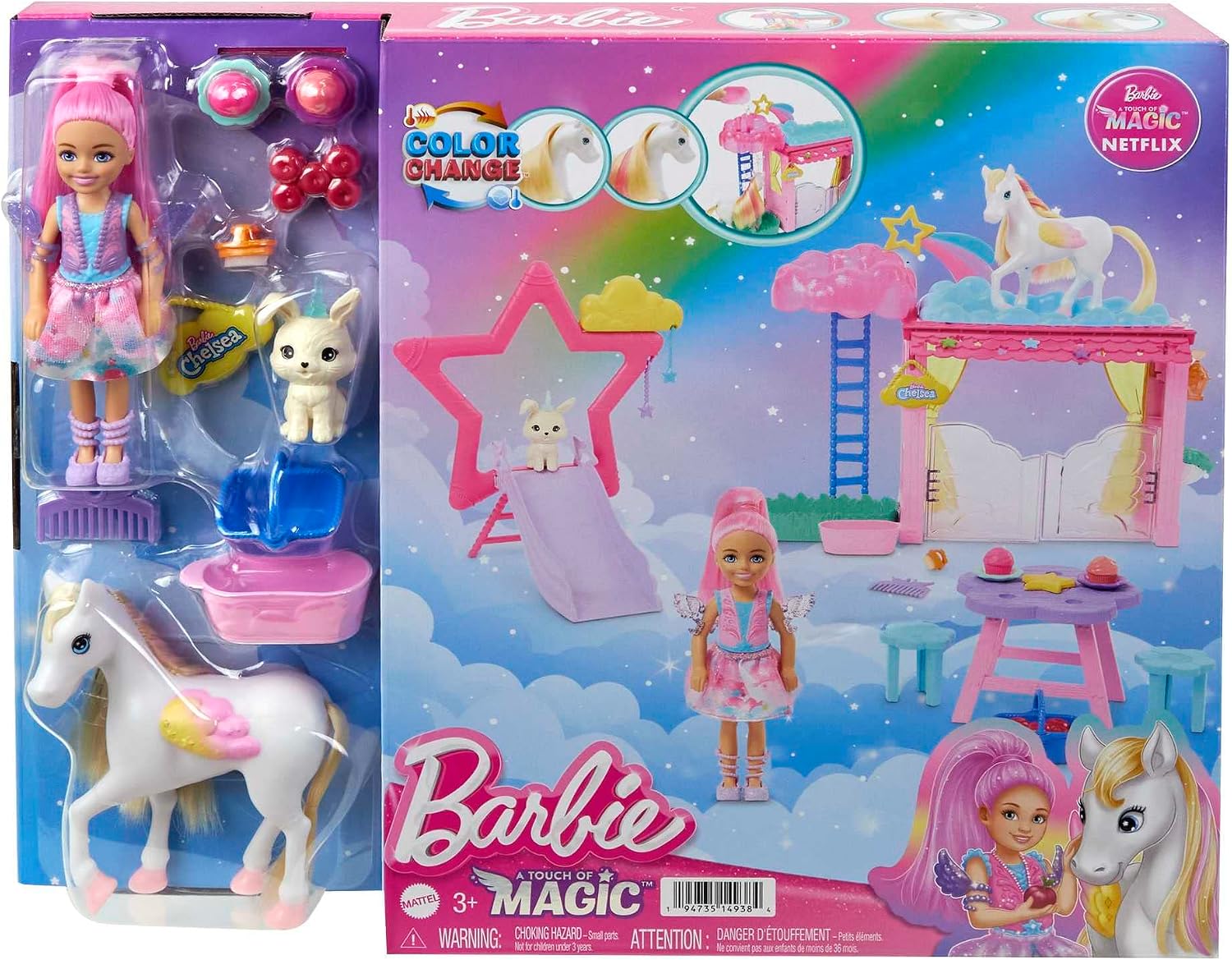 Barbie Chelsea Barbie Doll and Pegasus Playset, Horse Toys, Barbie A Touch of Ma