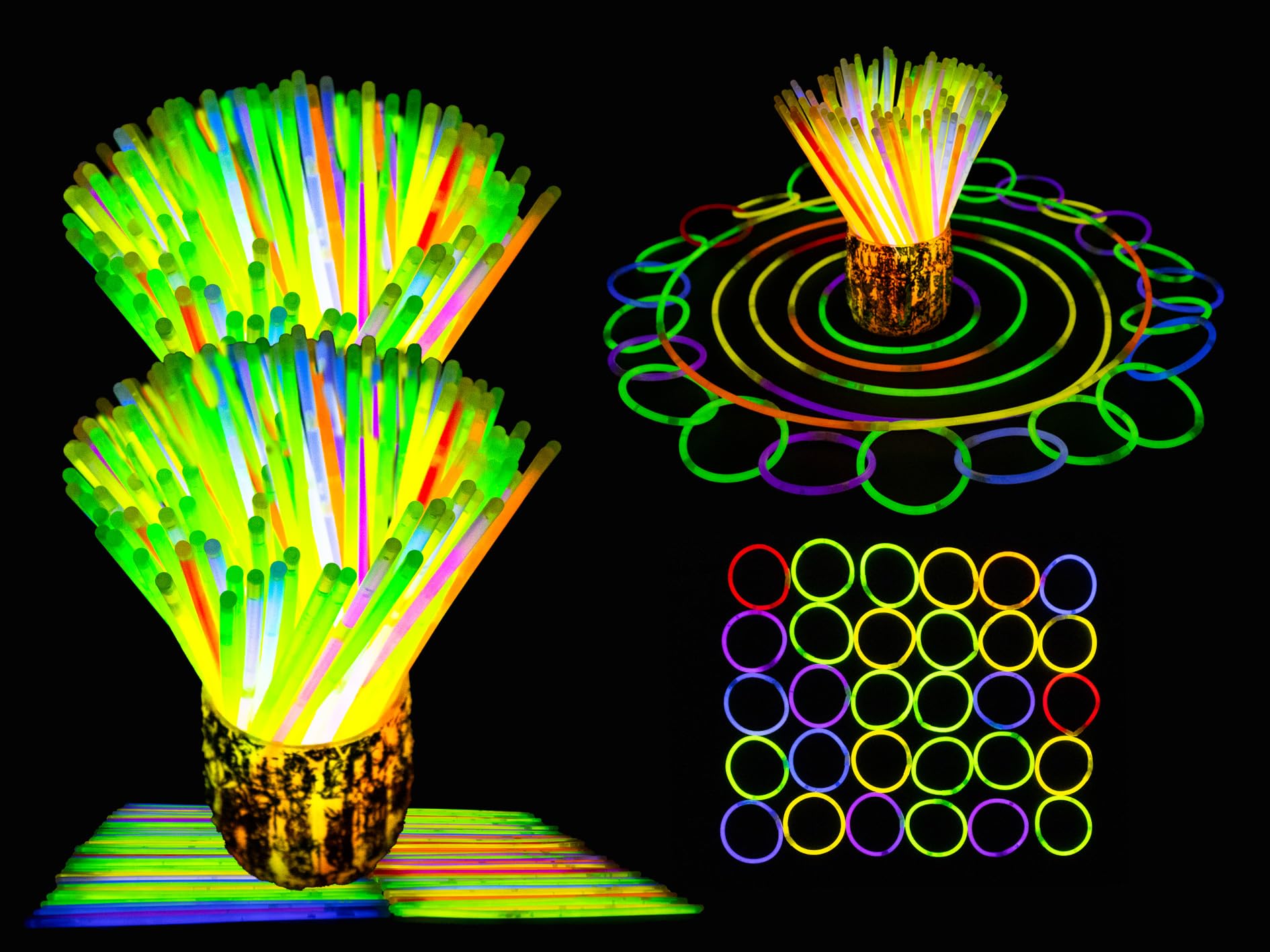 SHATCHI Glow Sticks Pack 400Pcs - Non-Toxic, Long-Lasting Neon Glowsticks for Parties | Unisex Children