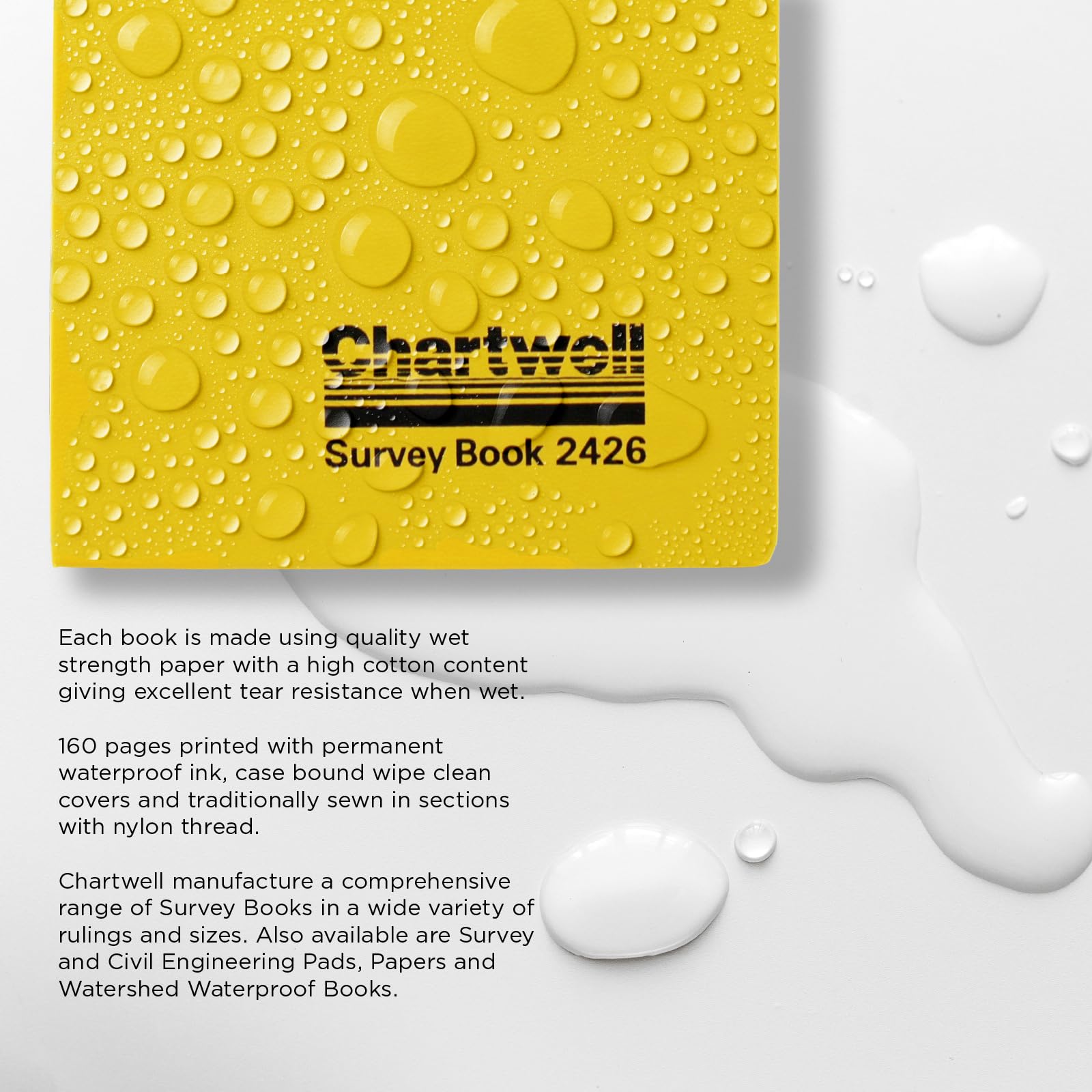 Exacompta Chartwell Level Survey Book - Weather-Resistant Paper | 192x120mm | Yellow 2