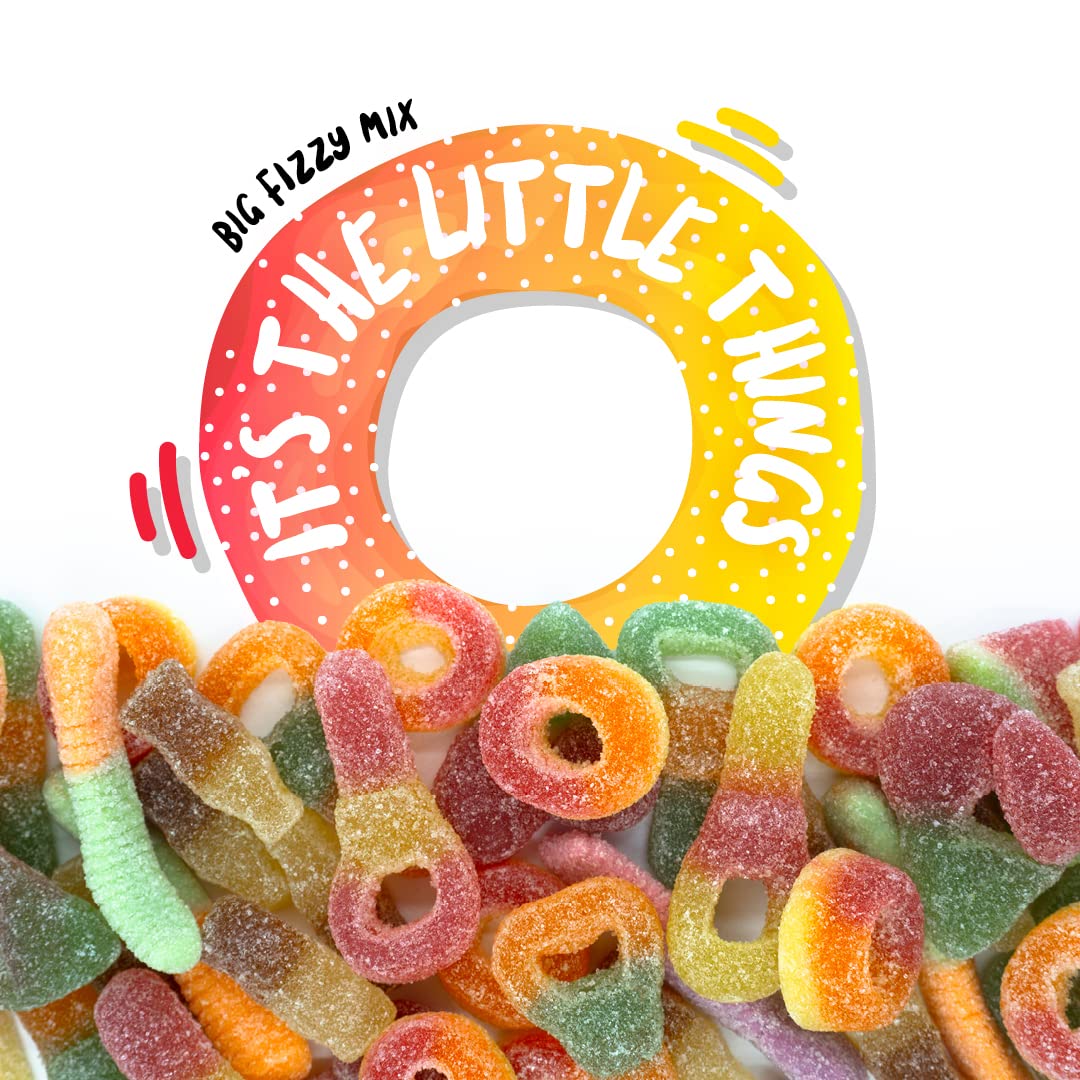 Bebeto Big Fizzy Mix (150g) - Fruity Fizzy Gummy Sweets with Real Fruit Juice, Halal Certified, No Artificial Colours