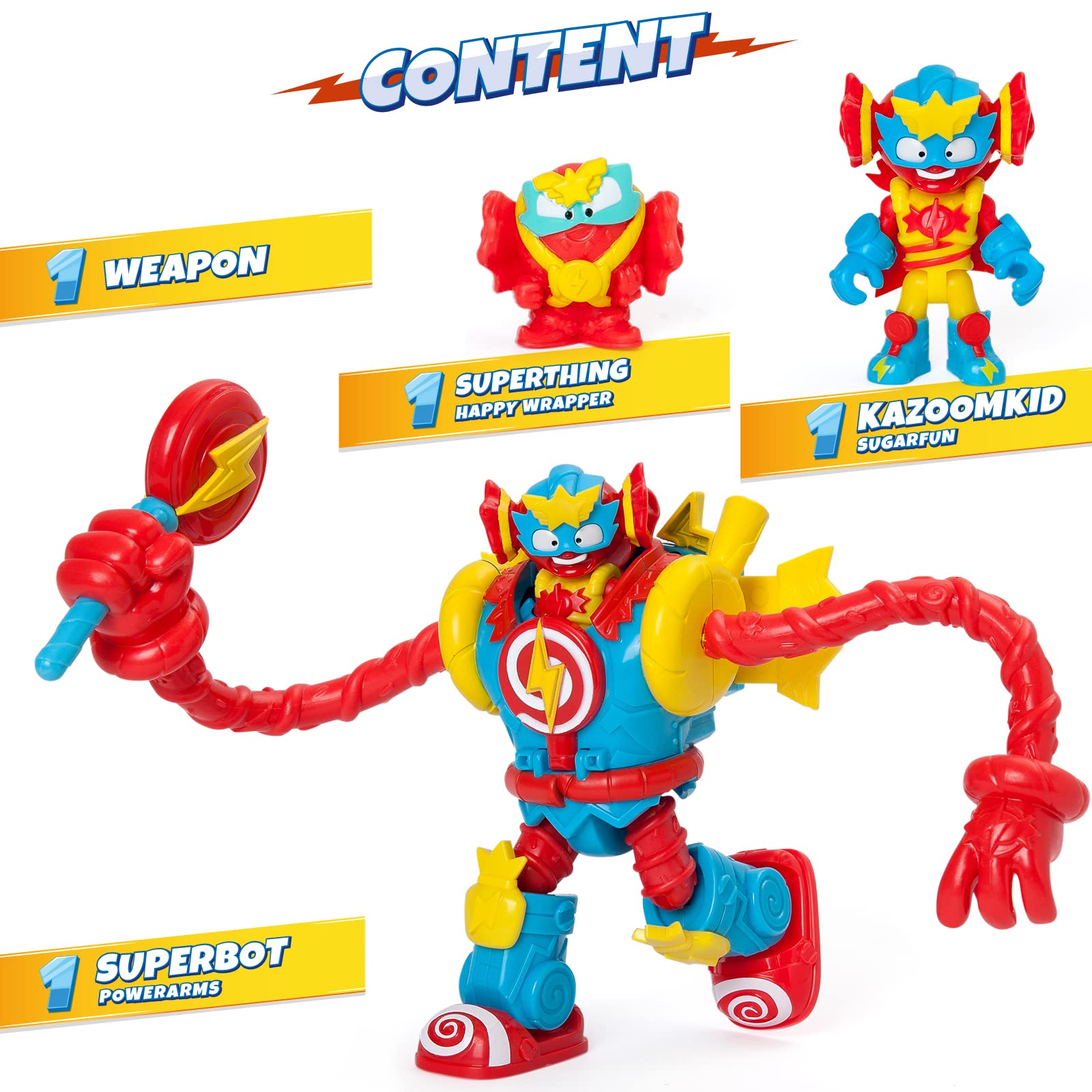 SUPERTHINGS RIVALS OF KABOOM Superbot Power Arms Sugarfun Articulated Robot | Includes Exclusive Figures 3