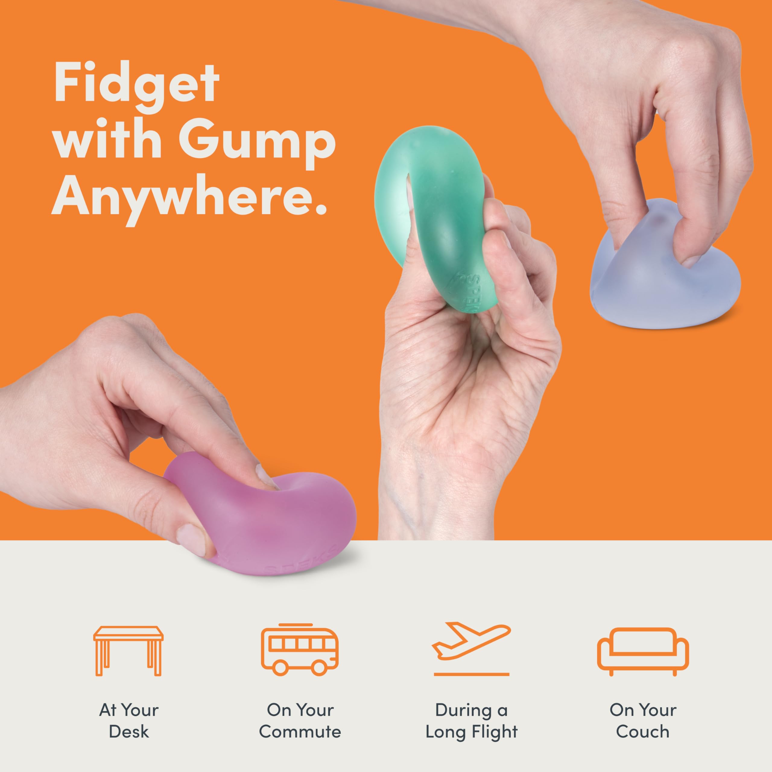 Speks Gump Stress Balls - Silky Soft Memory Gel Squishy Fidget Toy for Adults and Teens 14+ | Reef 2