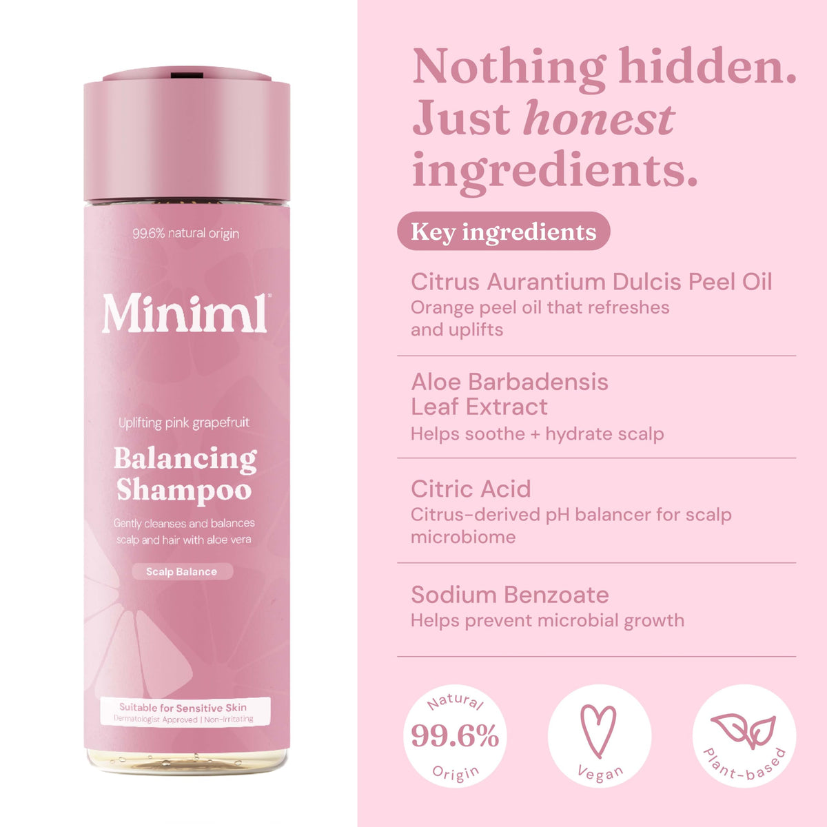 Miniml Balancing Shampoo - Pink Grapefruit & Aloe Vera | 400ml | Vegan 5