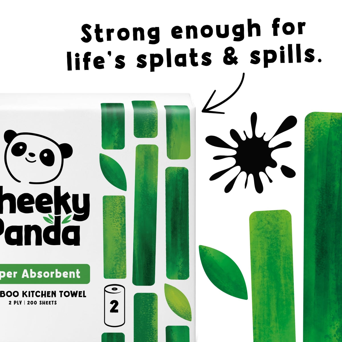The Cheeky Panda Bamboo Kitchen Roll - 2 Rolls, 200 Sheets