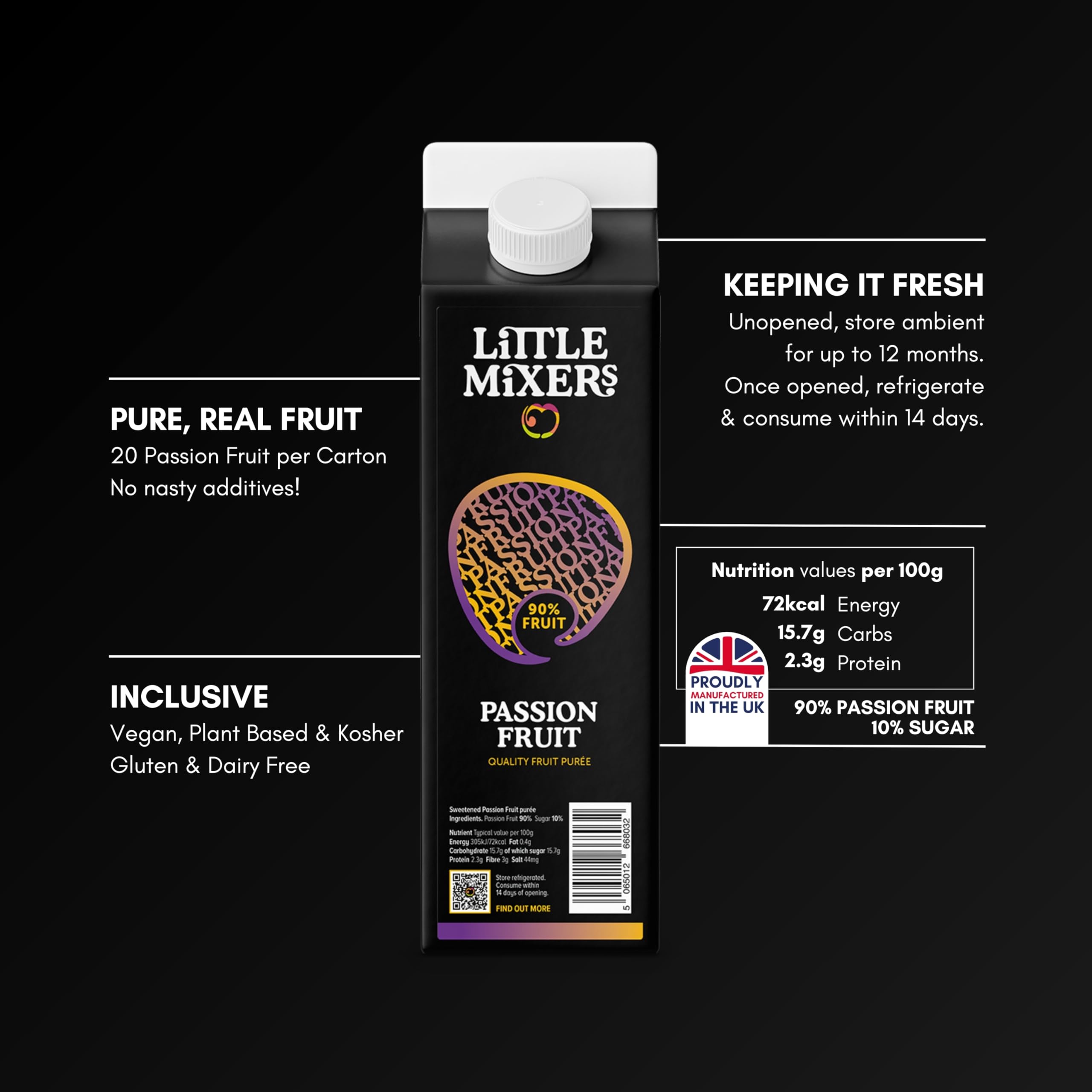 LITTLE MIXERS Passion Fruit Puree - 1 KG Carton | 90% Real Fruit | 12-Month Shelf Life 2