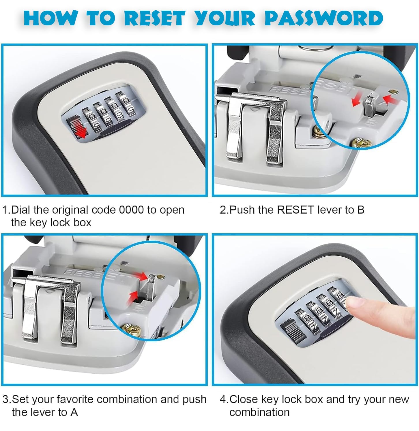 LauCentral Key Safe - 4-Digit Combination Lock | Weatherproof | Wall Mount 5