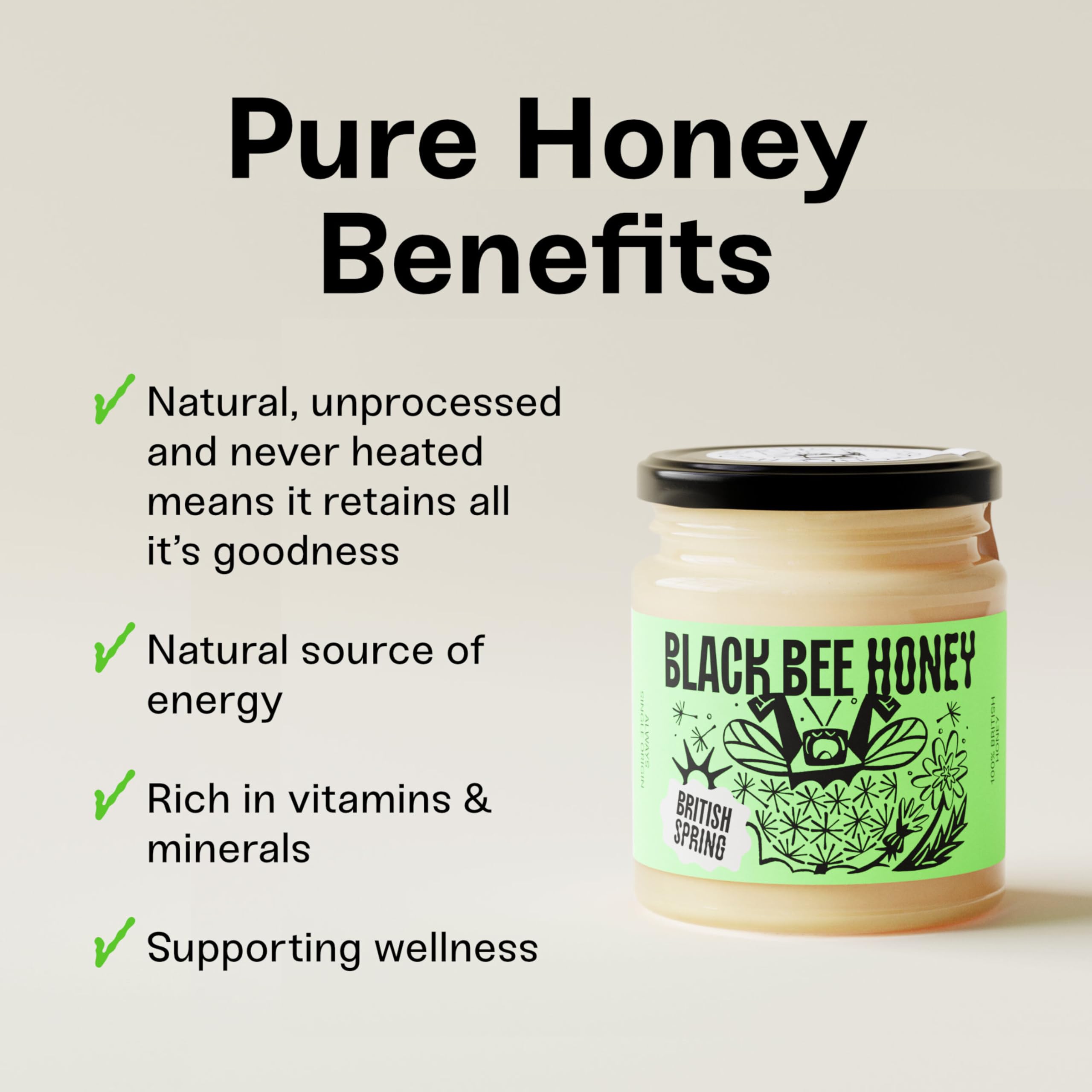 Black Bee Honey - Pure British Spring Soft Set Honey | Creamy | 227g 4