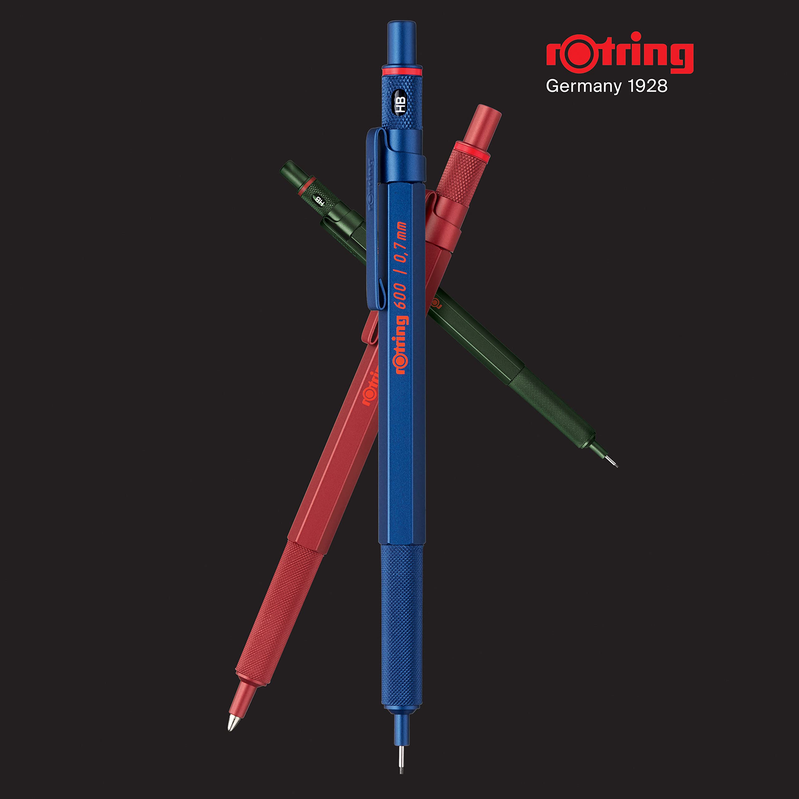 rOtring 600 Mechanical Pencil - HB 0.5mm | Green All-Metal Body | Hexagonal Barrel