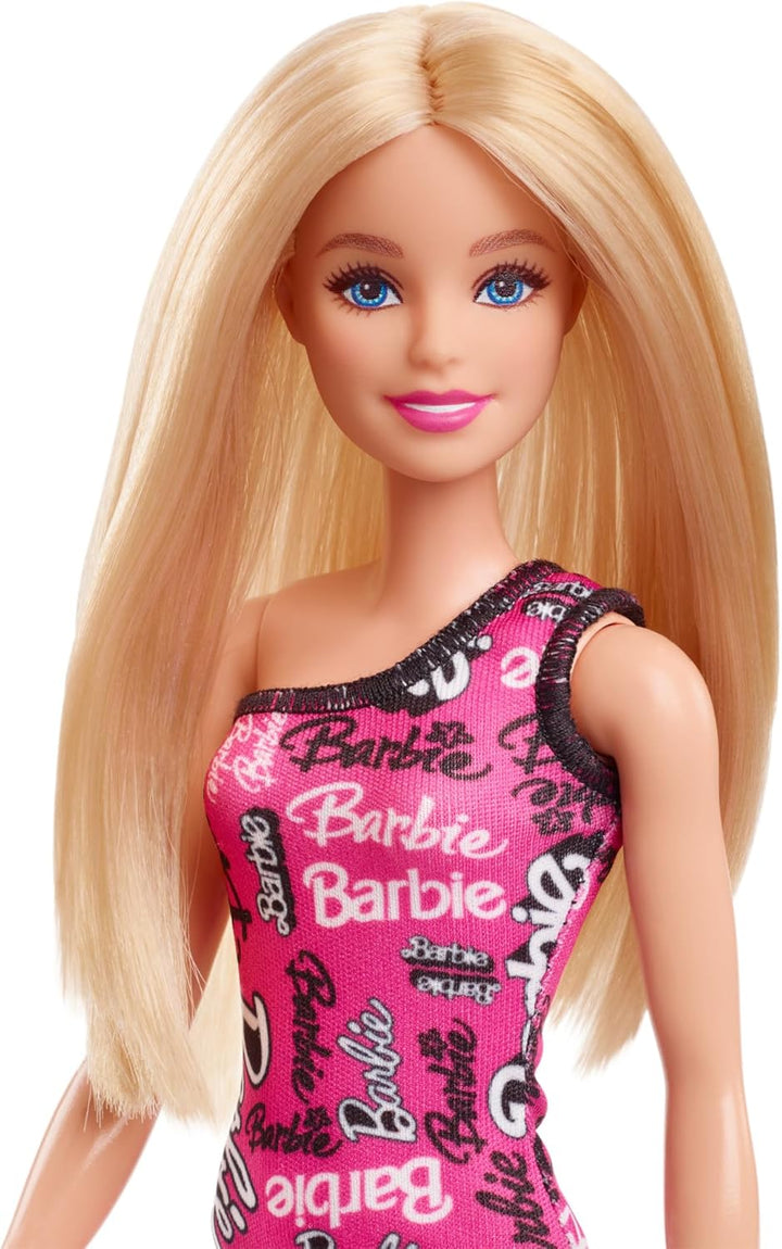 Barbie Fashion Doll with Straight Blonde Hair - Pink One-Shoulder Dress & Shoes