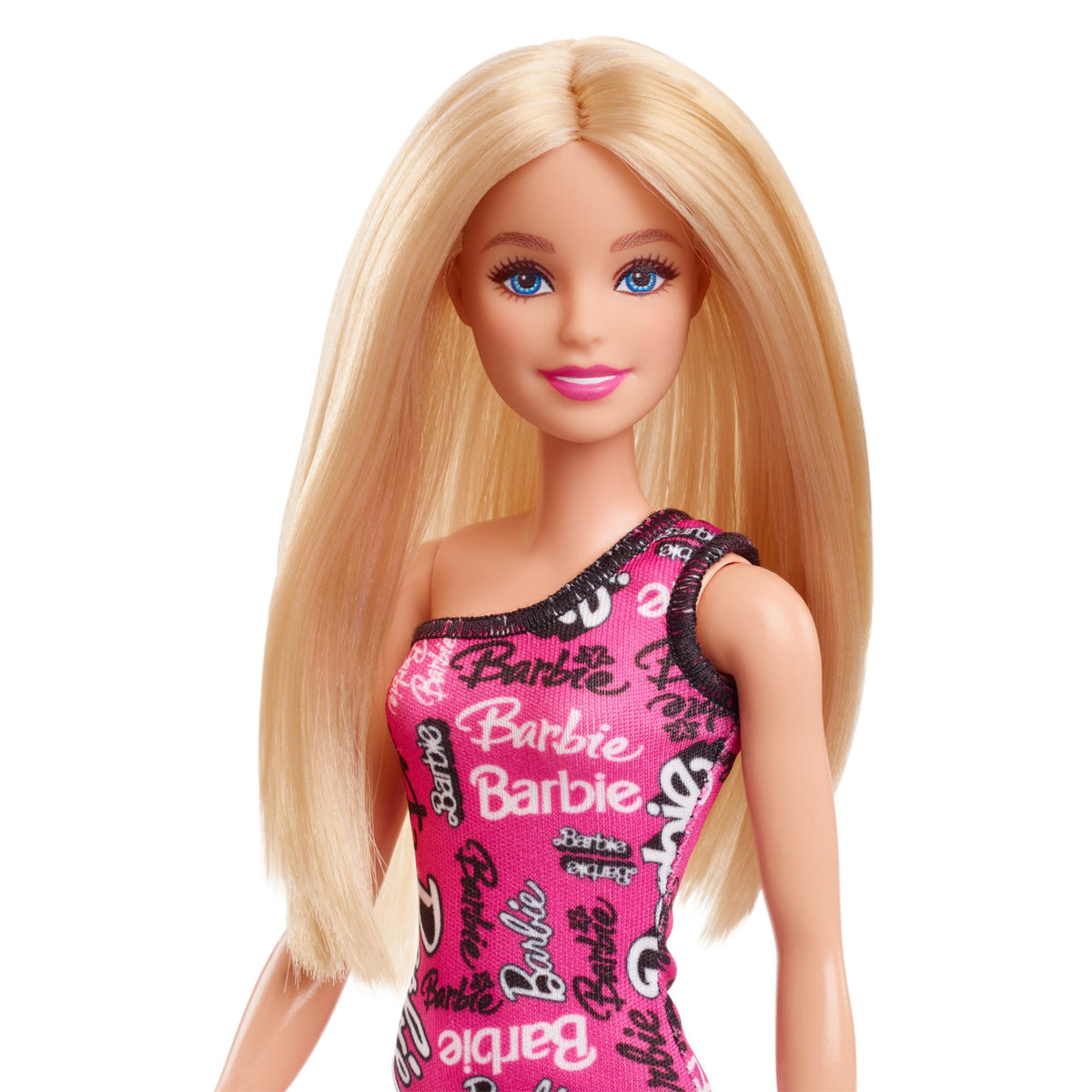 Barbie Fashion Doll with Straight Blonde Hair - Removable Pink One-Shoulder Dress | 32.39cm