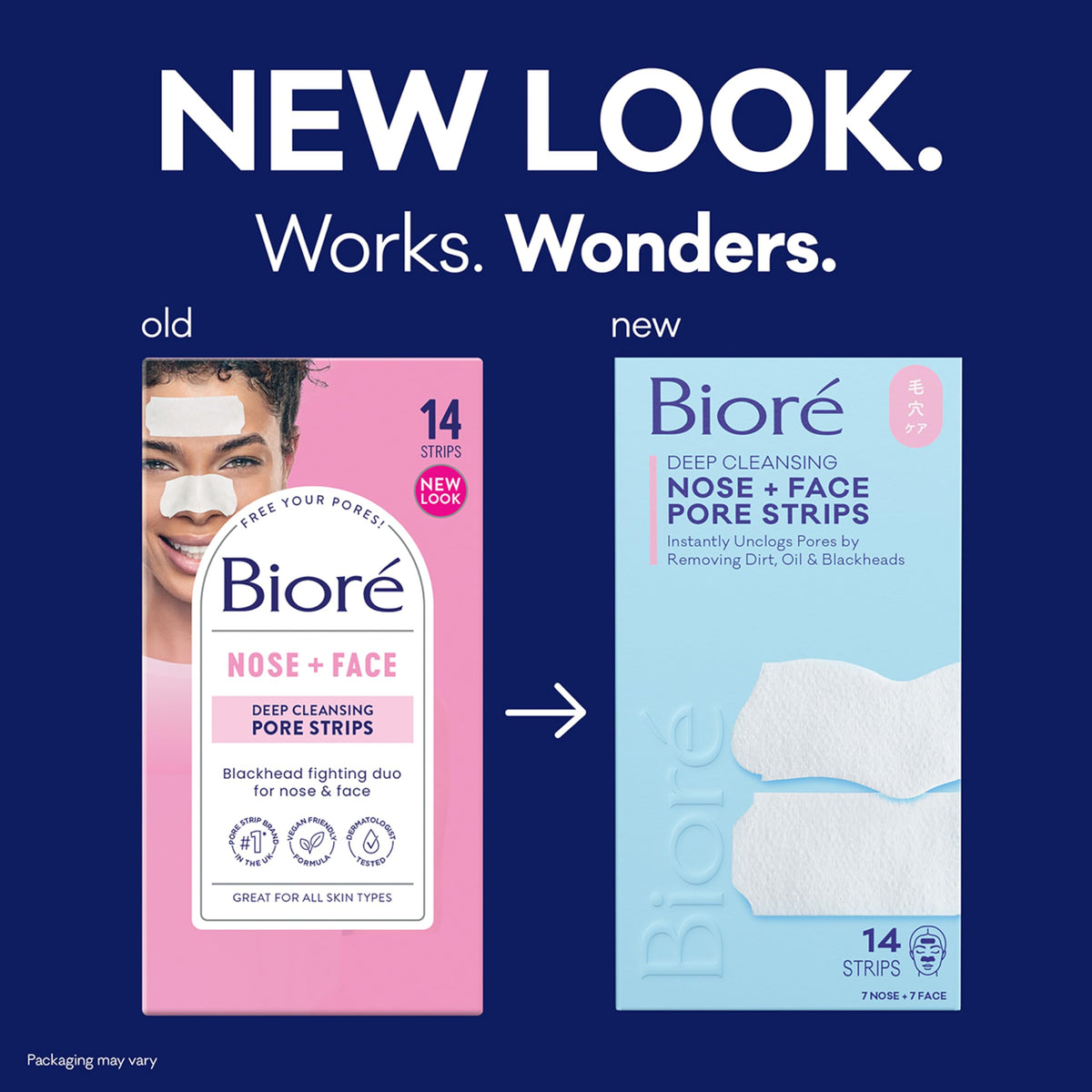 Bioré Deep Cleansing Blackhead Remover Nose and Face Pore Strips Combo Pack - 14 Count