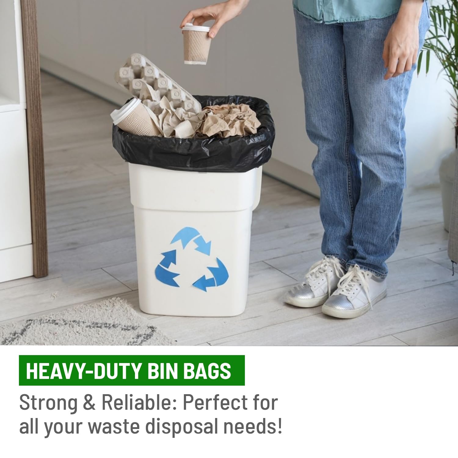 delka Heavy Duty Bin Bags - 75L Capacity, 50 Count, Black Plastic Liners 2