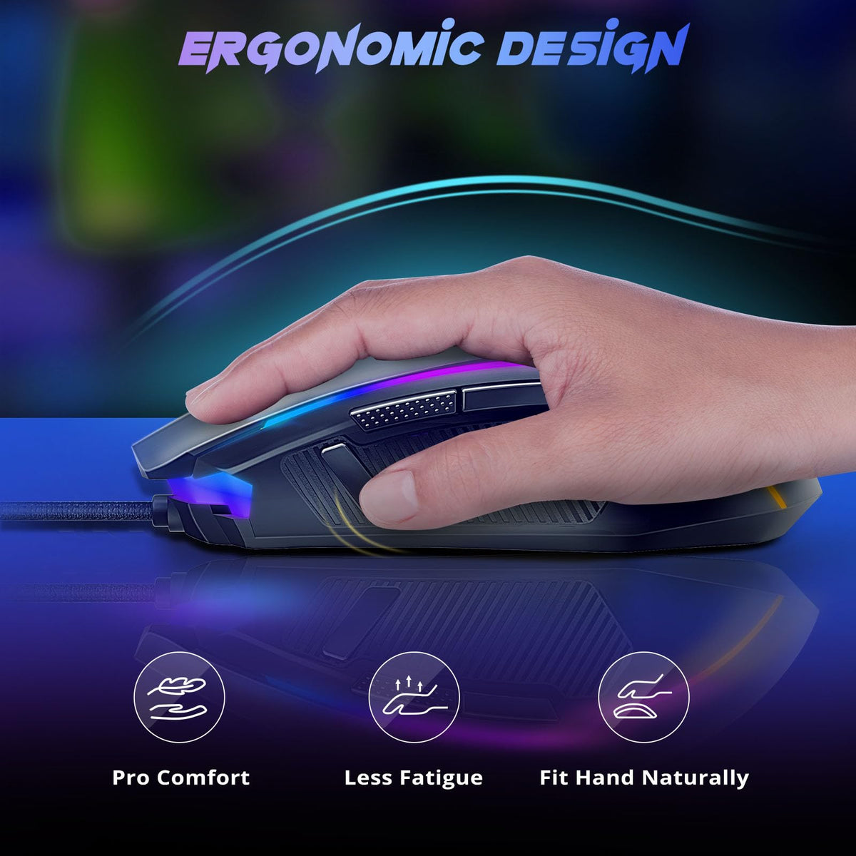 Redragon M910-K RGB Gaming Mouse - 9 Programmable Buttons, 8000 DPI