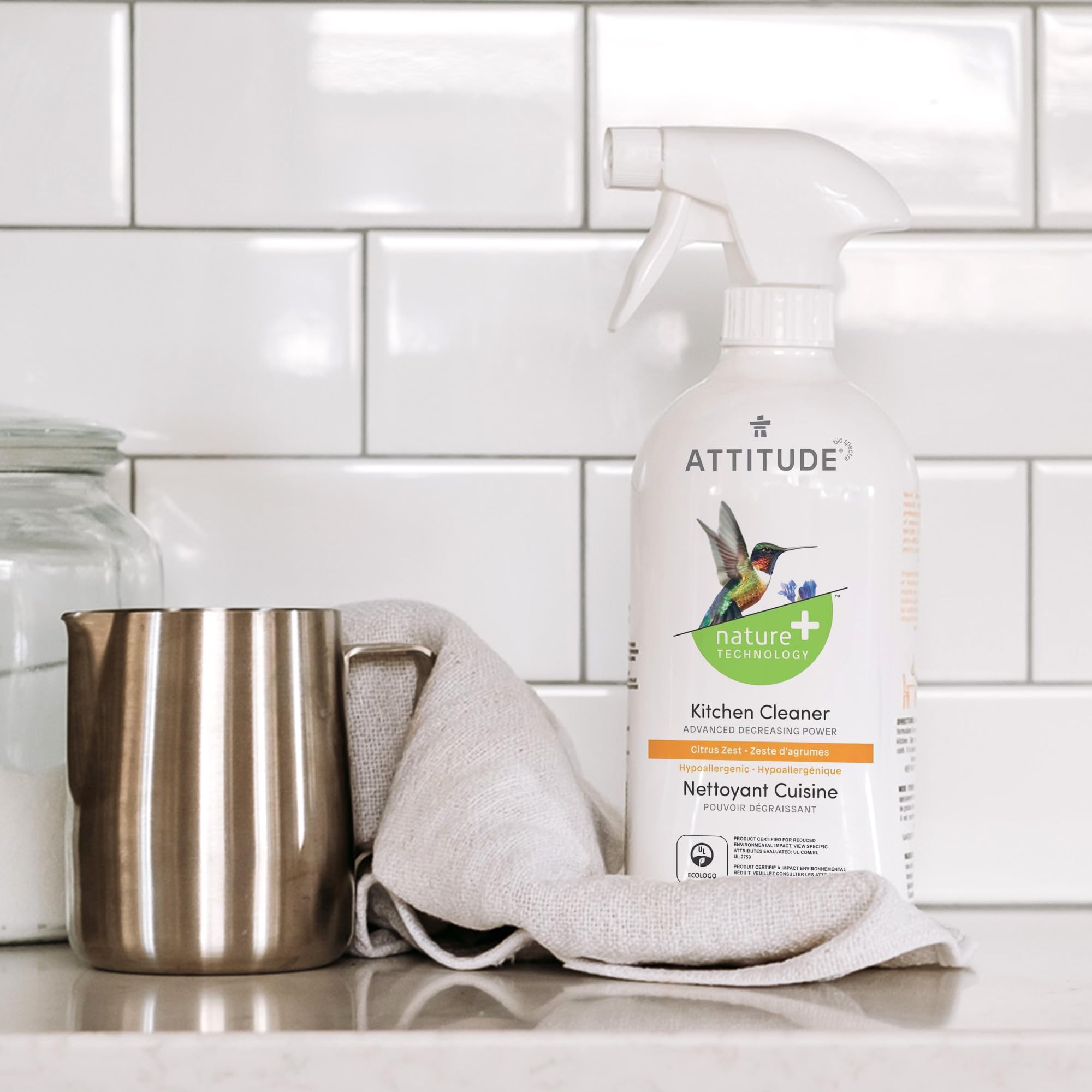 ATTITUDE Kitchen Cleaner Spray - Powerful Degreaser, EWG Verified, Citrus Zest Scent | 800 ml