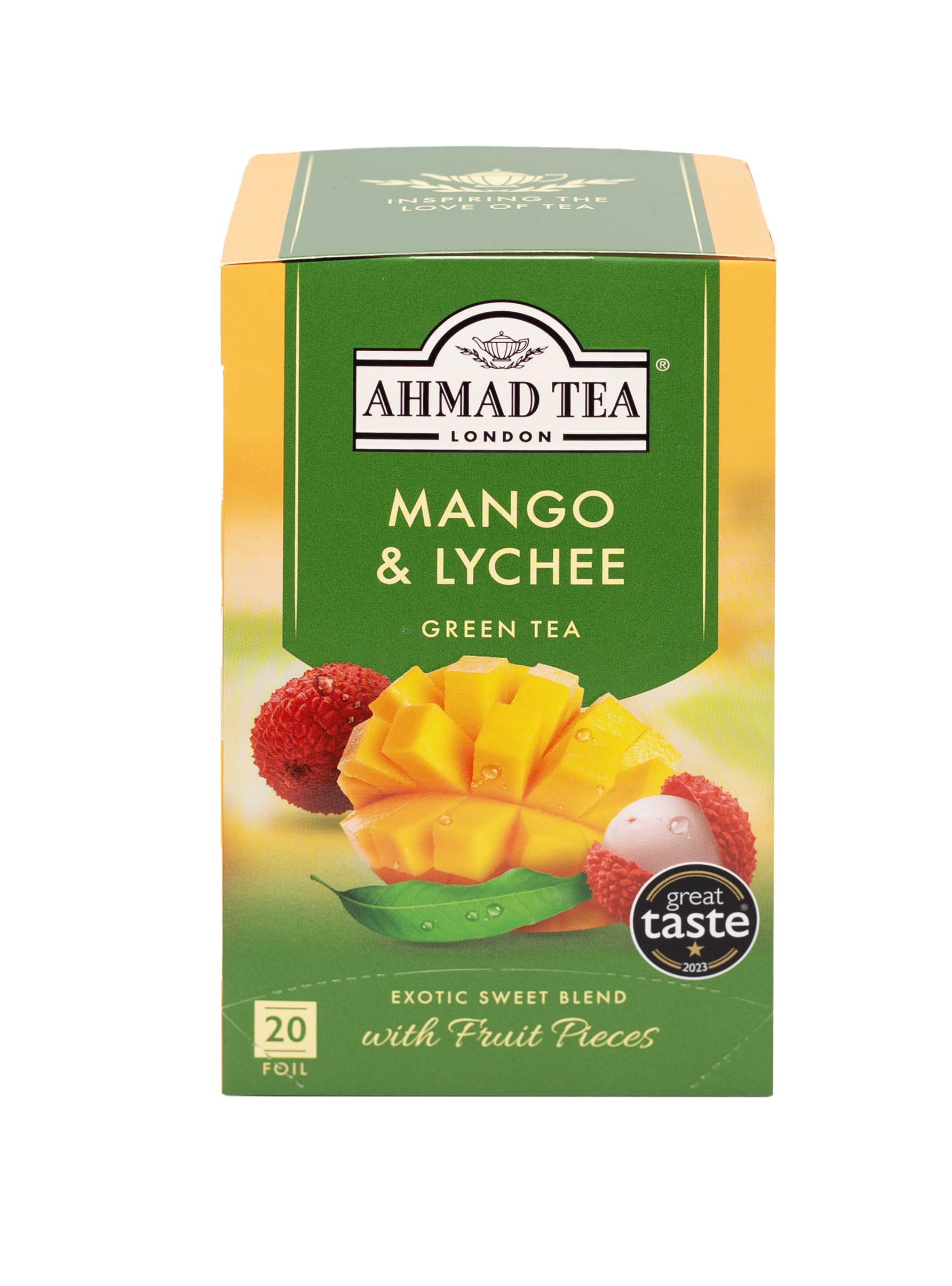 Ahmad Tea Mango & Lychee Green Tea - 20 Teabag Sachets | Tropical Fruit Blend 1