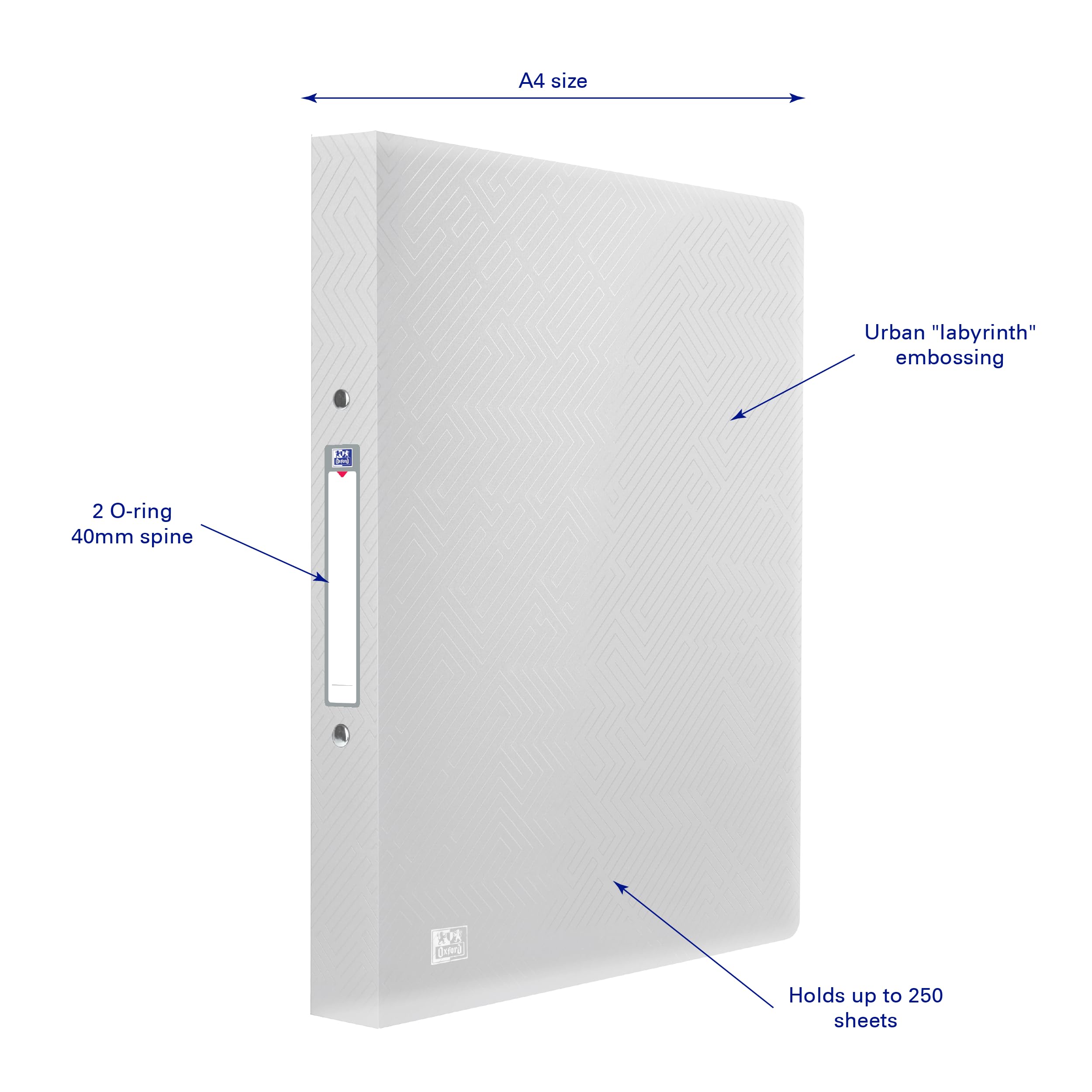 Oxford A4 Flexible O-Ring Binder - 25mm Capacity, Translucent Clear Finish | Polypropylene 2