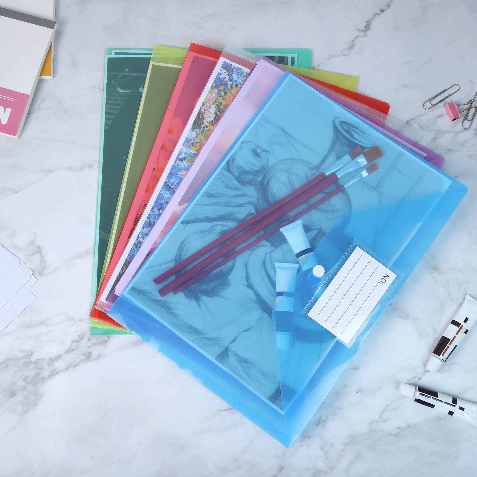 GoodtoU Plastic Wallets A4 - 36 Pack Coloured Document Folders with Popper Closure | 150 Sheet Capacity 4