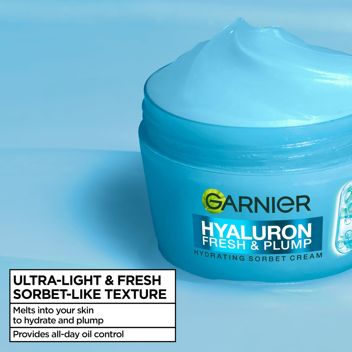 Garnier Hyaluron Fresh & Plump Hydrating Sorbet Cream - 4% Niacinamide + Hyaluronic Acid, 85 ml