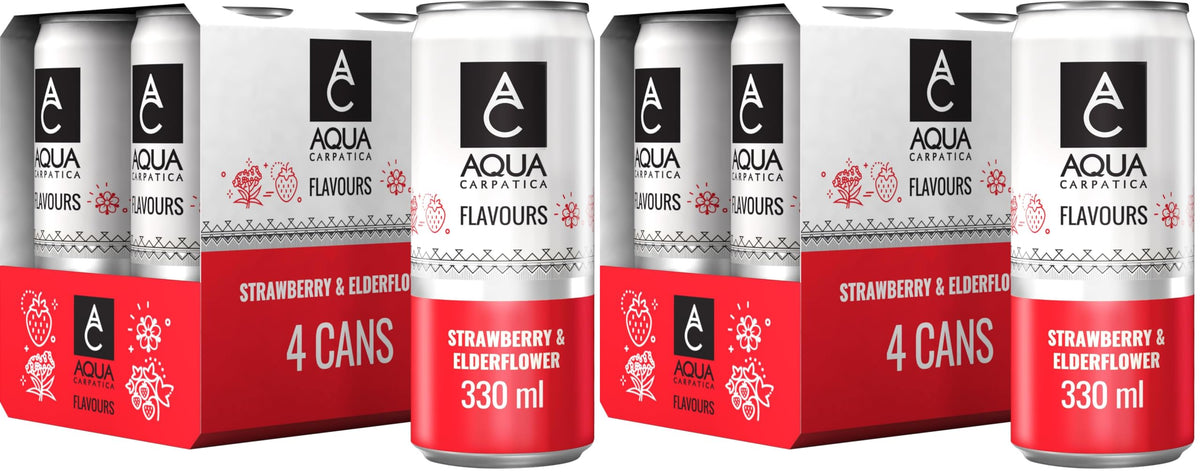AQUA Carpatica Strawberry & Elderflower Sparkling Flavoured Water - 8 x 330 ml