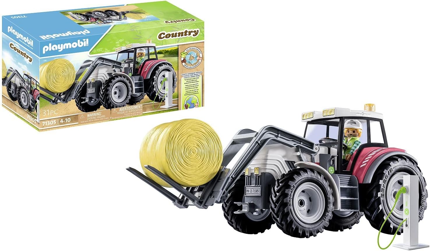 Playmobil 71305 Large Electric Tractor Playset - Educational Farm Vehicle for Kids 4+ 1
