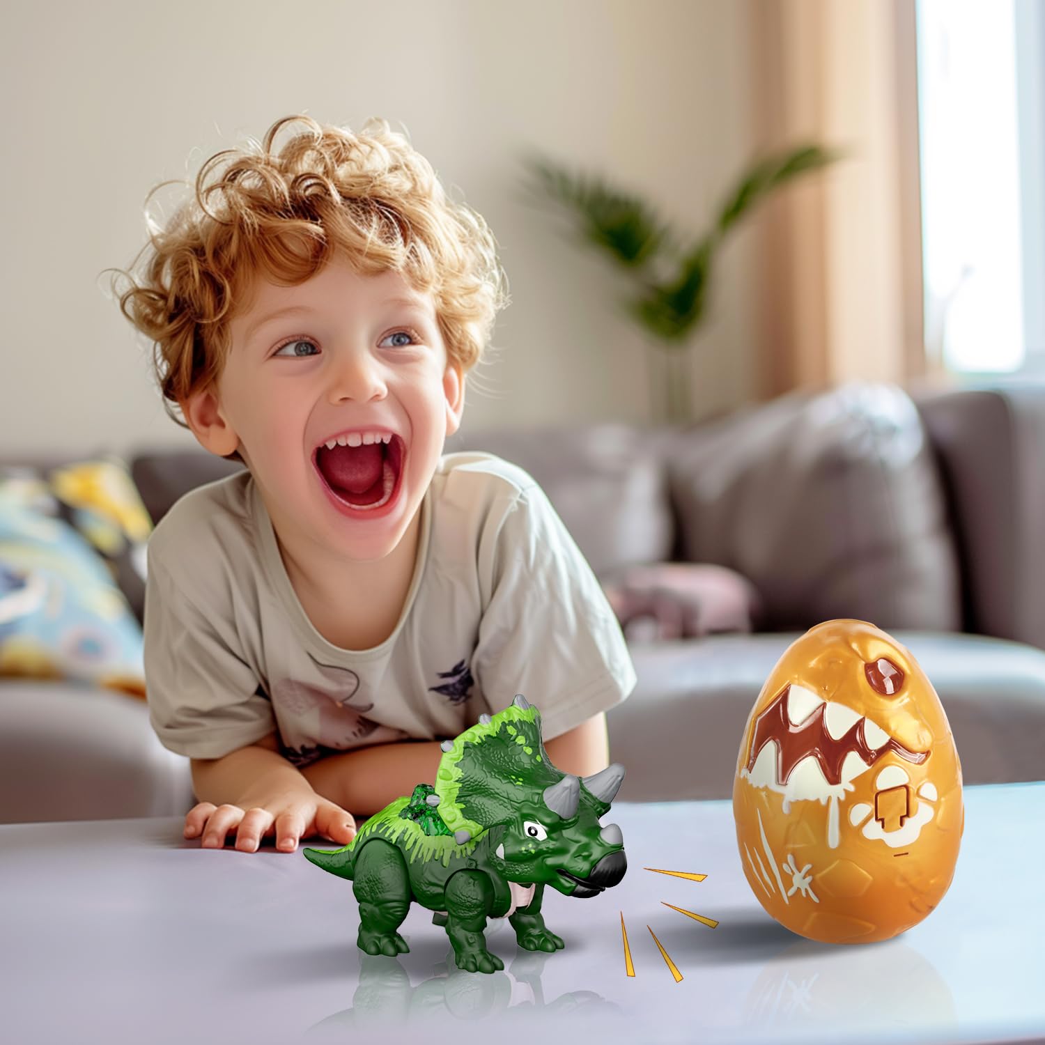 GizmoVine Dinosaur Egg - DIY Take Apart Green Triceratops Dinosaur Toy for Boys 3+ 4