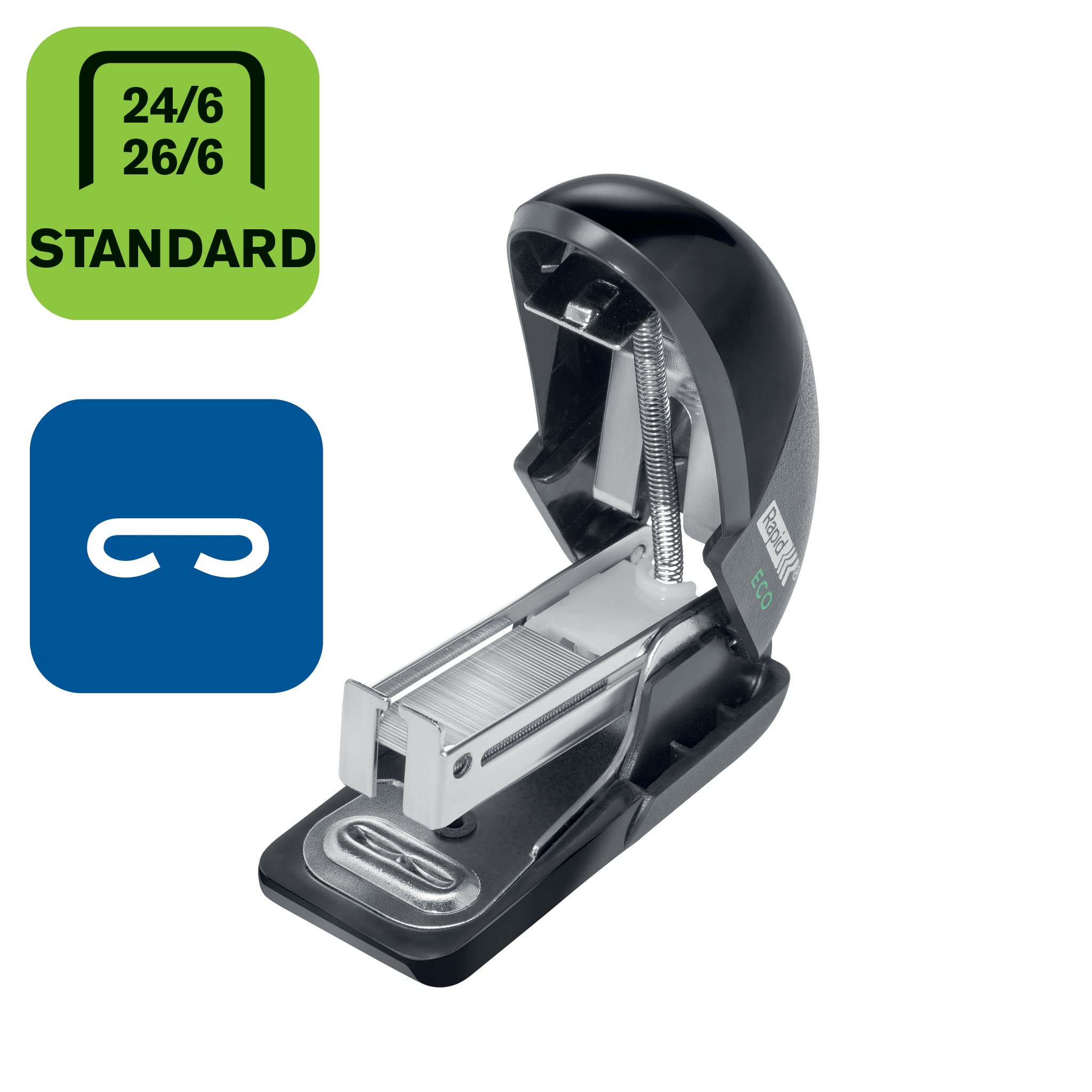 Rapid ECO Mini Desktop Stapler - 10 Sheet Capacity | 95% Recycled Plastic | Black 2
