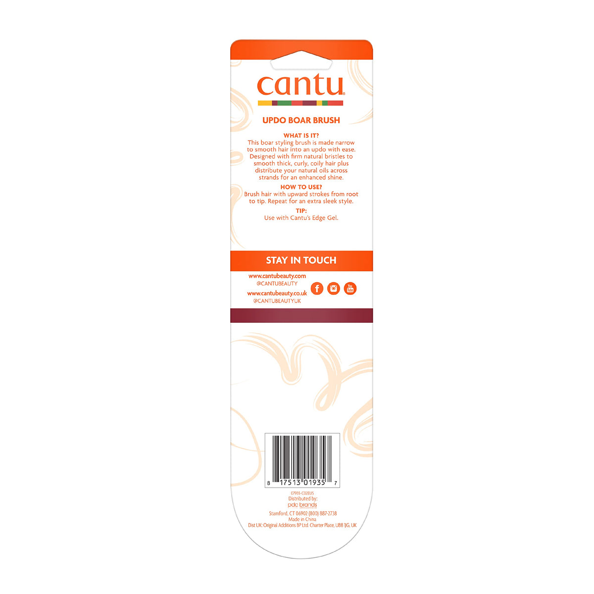 Cantu Natural Bristle Brush - Detangles Frizzy Hair | Boar Bristle | Black