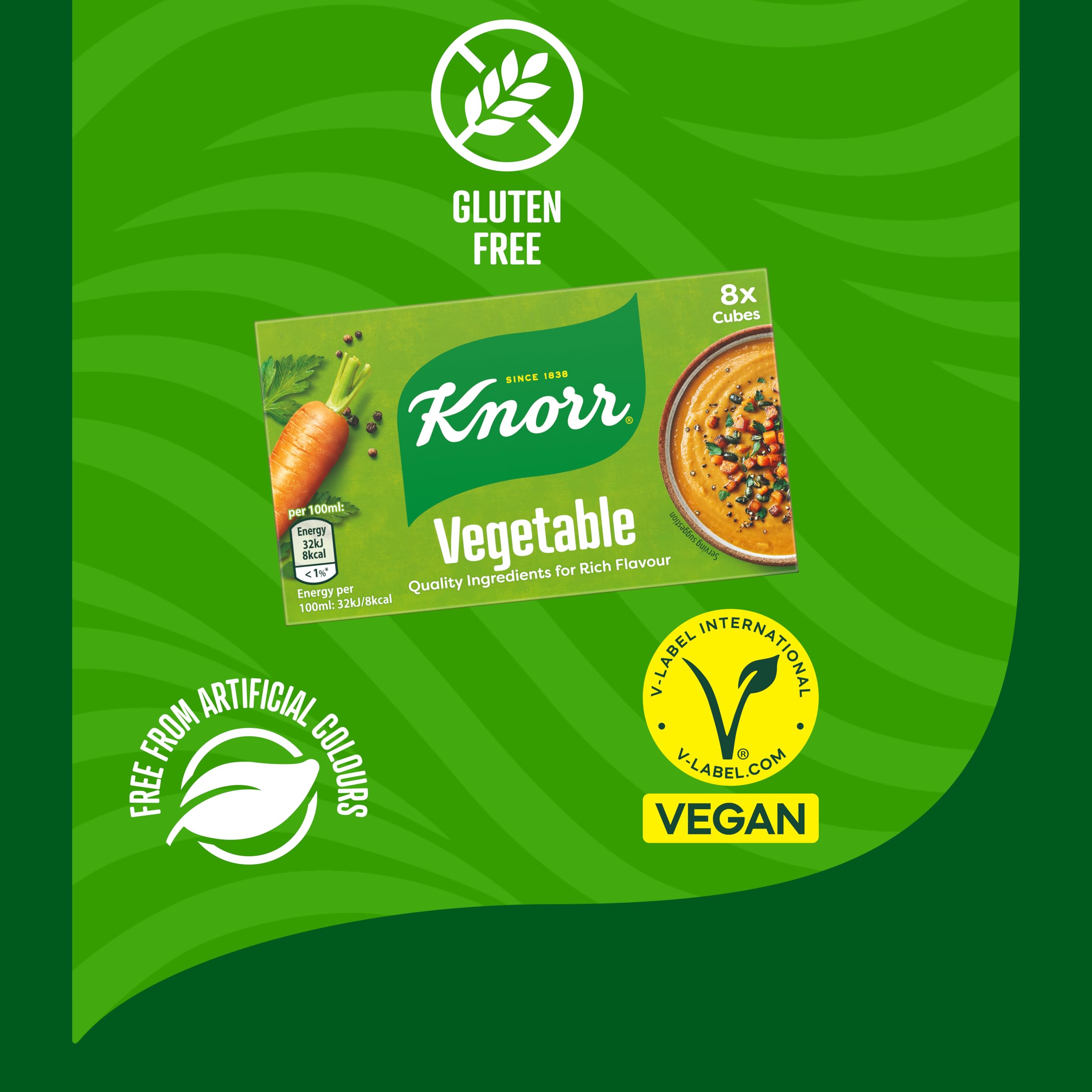 Knorr Vegetable Stock Cubes - Rich Flavour, Gluten-Free | 20 x 10 g 6