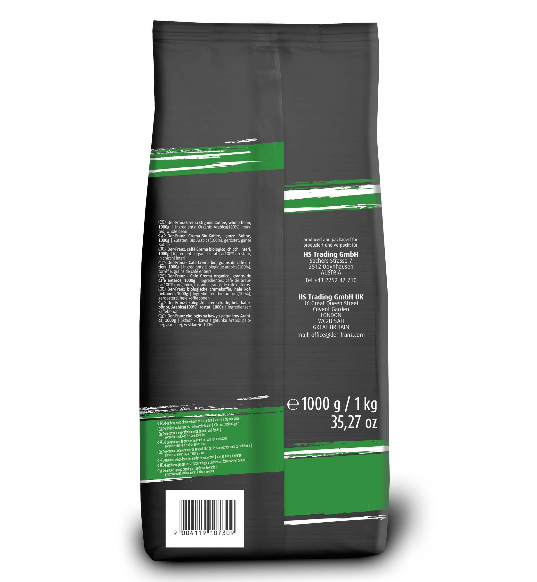 Der-Franz Crema Organic Ground Coffee - 100% Arabica | Intensity 4/5 | 1 kg 2