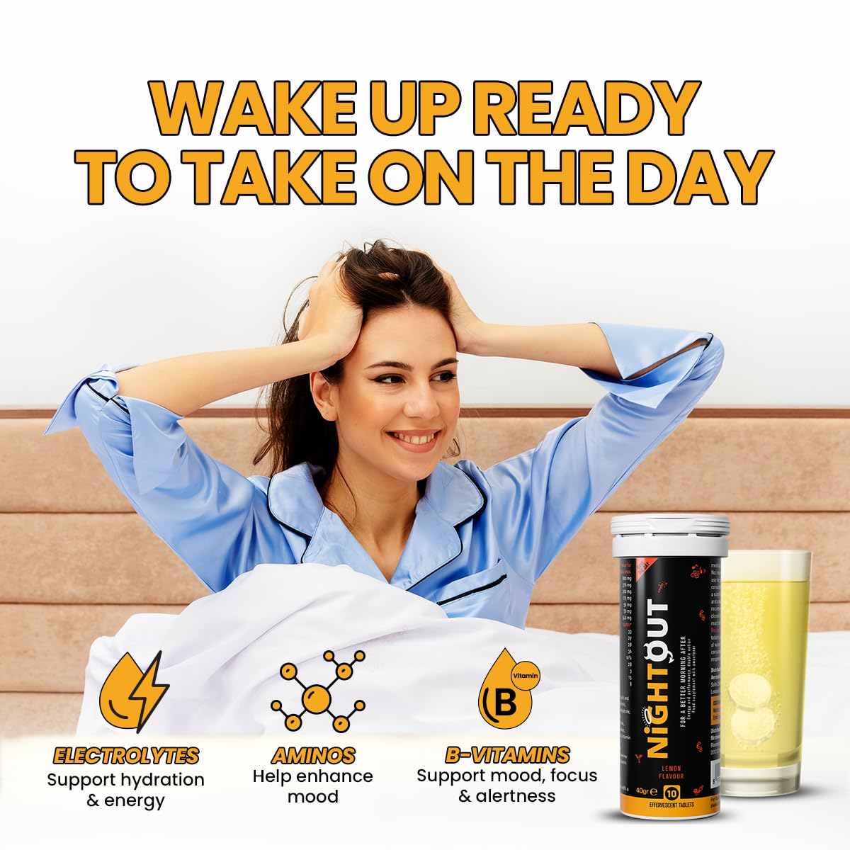 FAST&UP Nightout Recovery Drink - Electrolyte, Amino Acid & B-Vitamin Boost | 10 Count Tablets 4