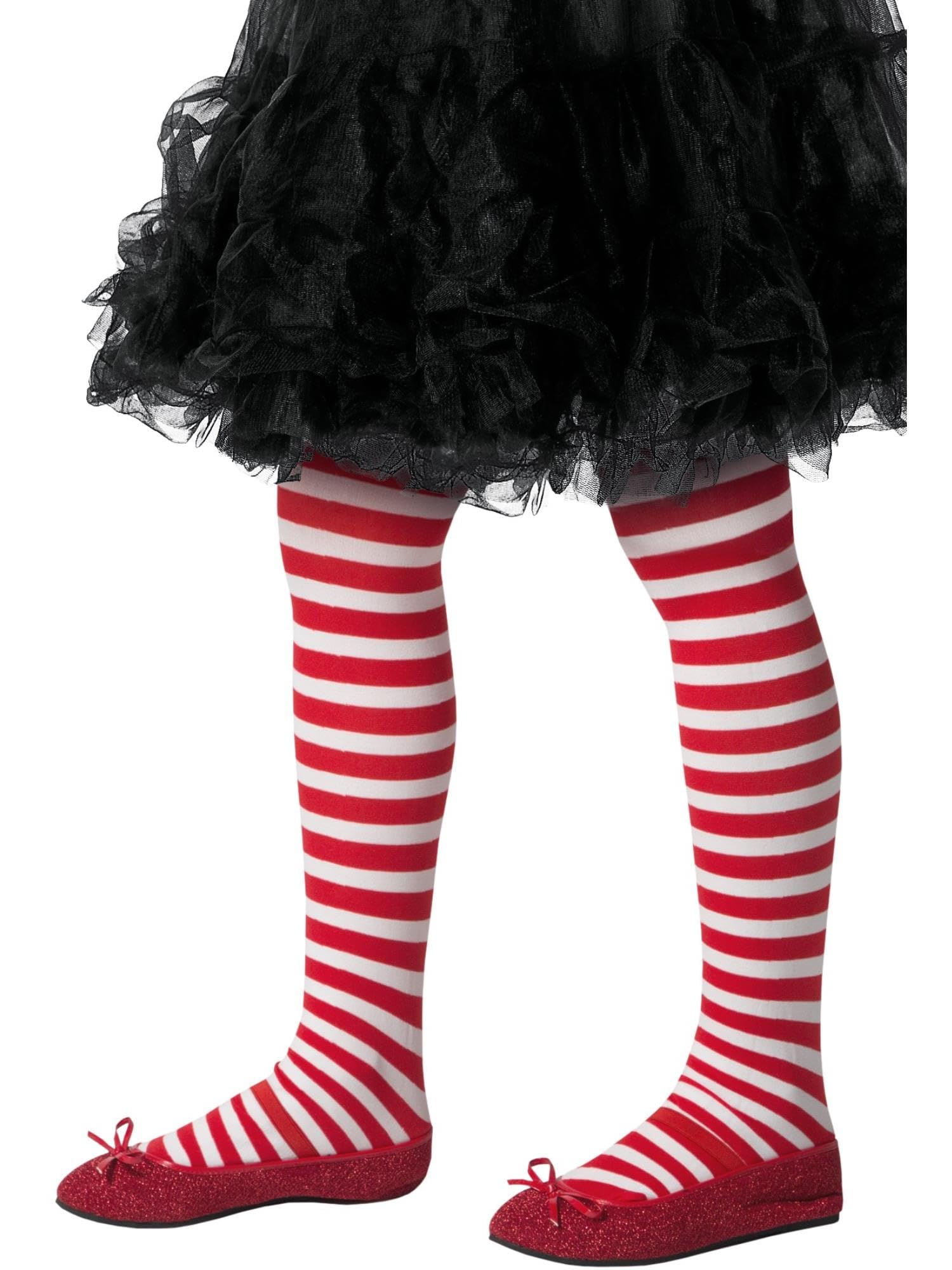 Smiffys Striped Tights - Red & White Candy Cane Style | One Size