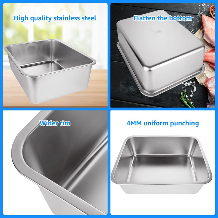 ASelected - Stainless Steel Large Rectangular Washing Up Bowl 17L
