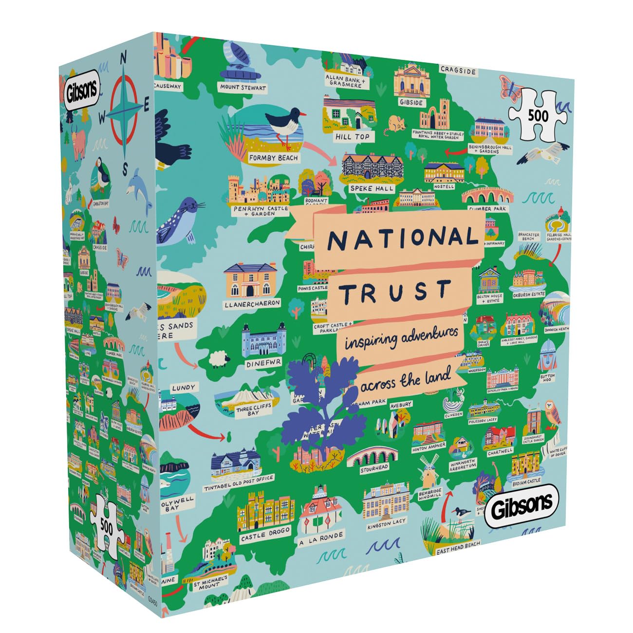 Gibsons National Trust Across the Land 500 Piece Jigsaw Puzzle for Adults | 48 x 34 cm 1