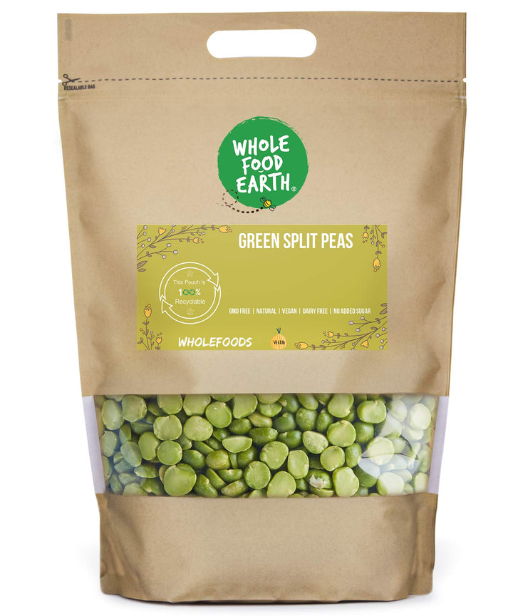 Wholefood Earth Green Split Peas 500g | Organic | GMO-Free | High Fibre | High Protein | Vegan