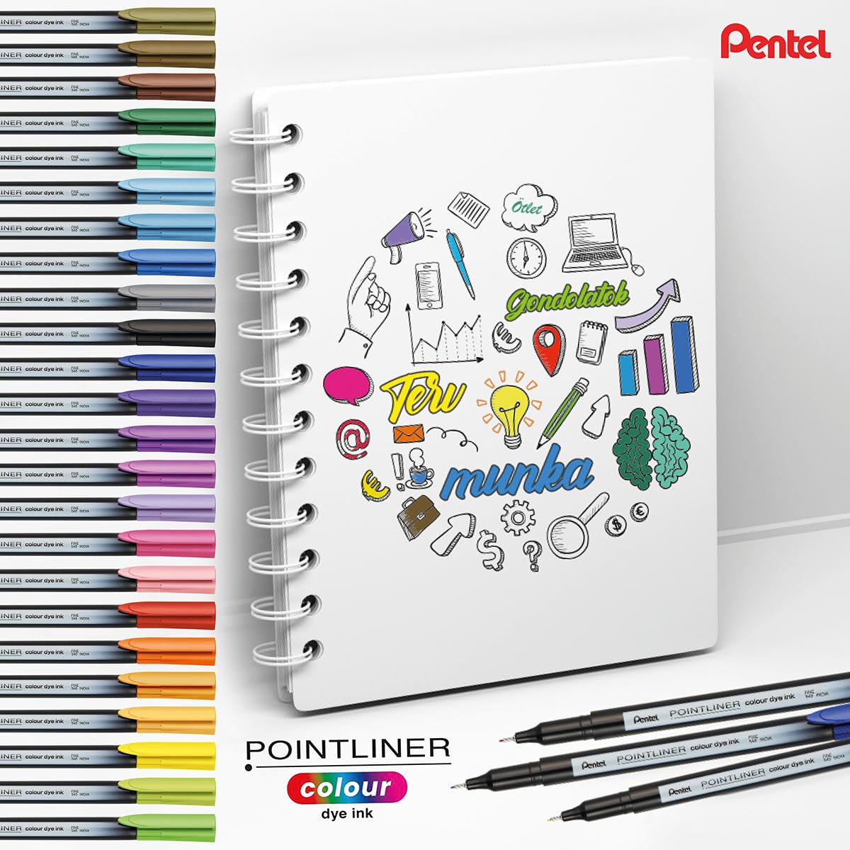 Pentel S40 Pointliner Fineliner Pen - 0.4mm Line Width | Green Ink | Metal Clad Tip 5