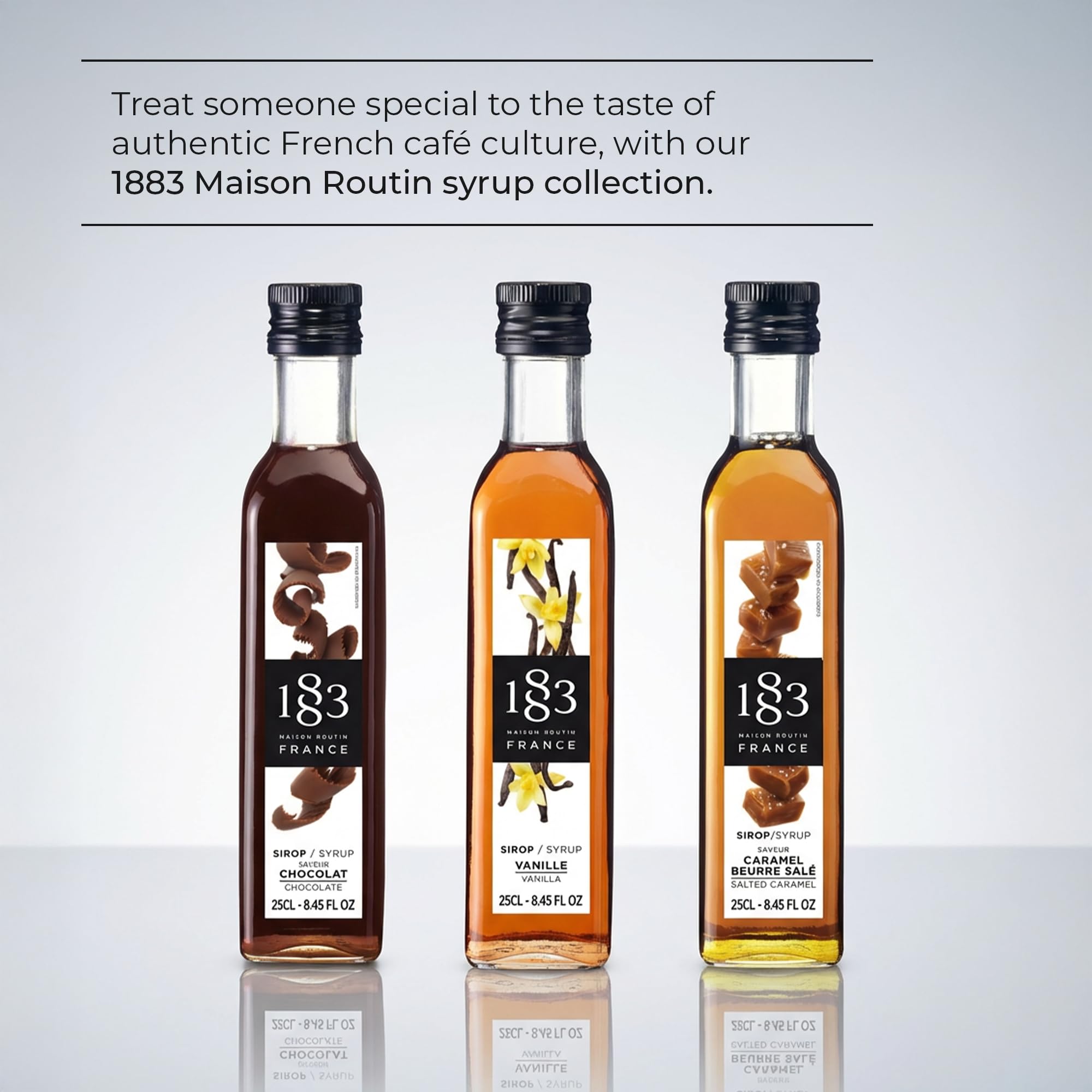 1883 MAISON ROUTIN Premium Syrup Gift Set - Chocolate, Vanilla & Salted Caramel | 750 ml
