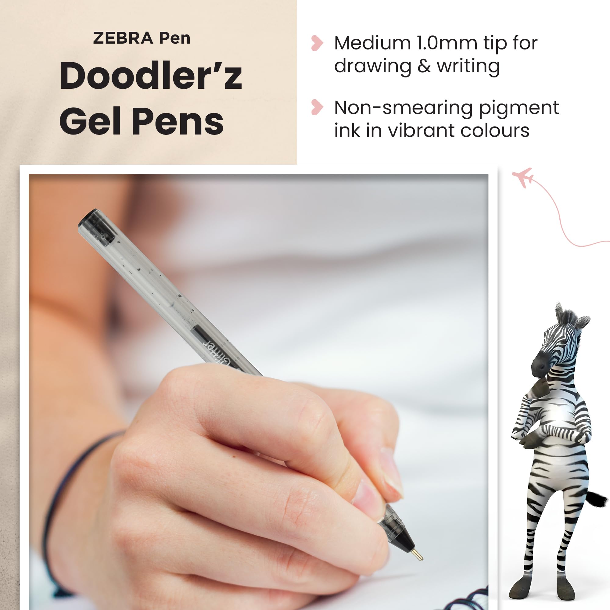Zebra Pen Doodlerz Gel Stick Pens - 1.0mm Bold Point, Black Ink, 5-Pack 5