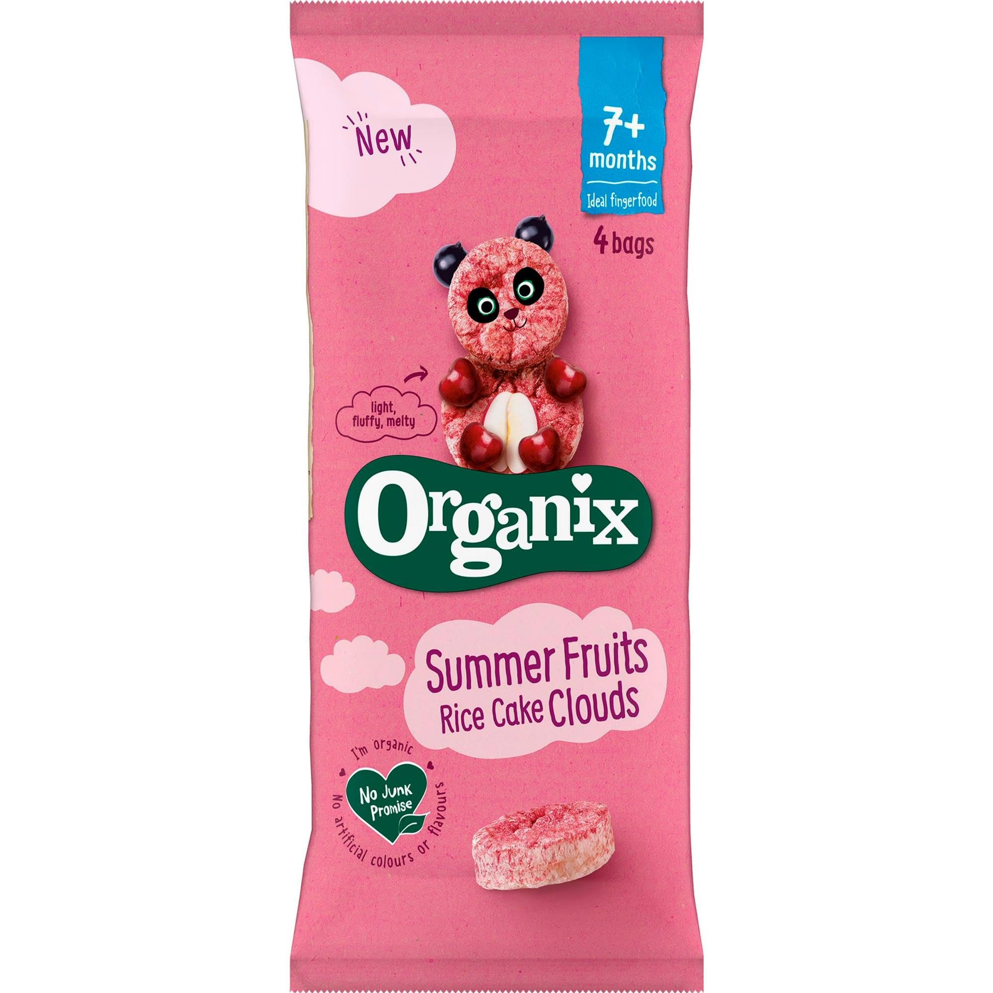 Organix Summer Fruits Rice Cake Clouds - Berry Flavour, 7+ Months, 20 x 18g Packs 2