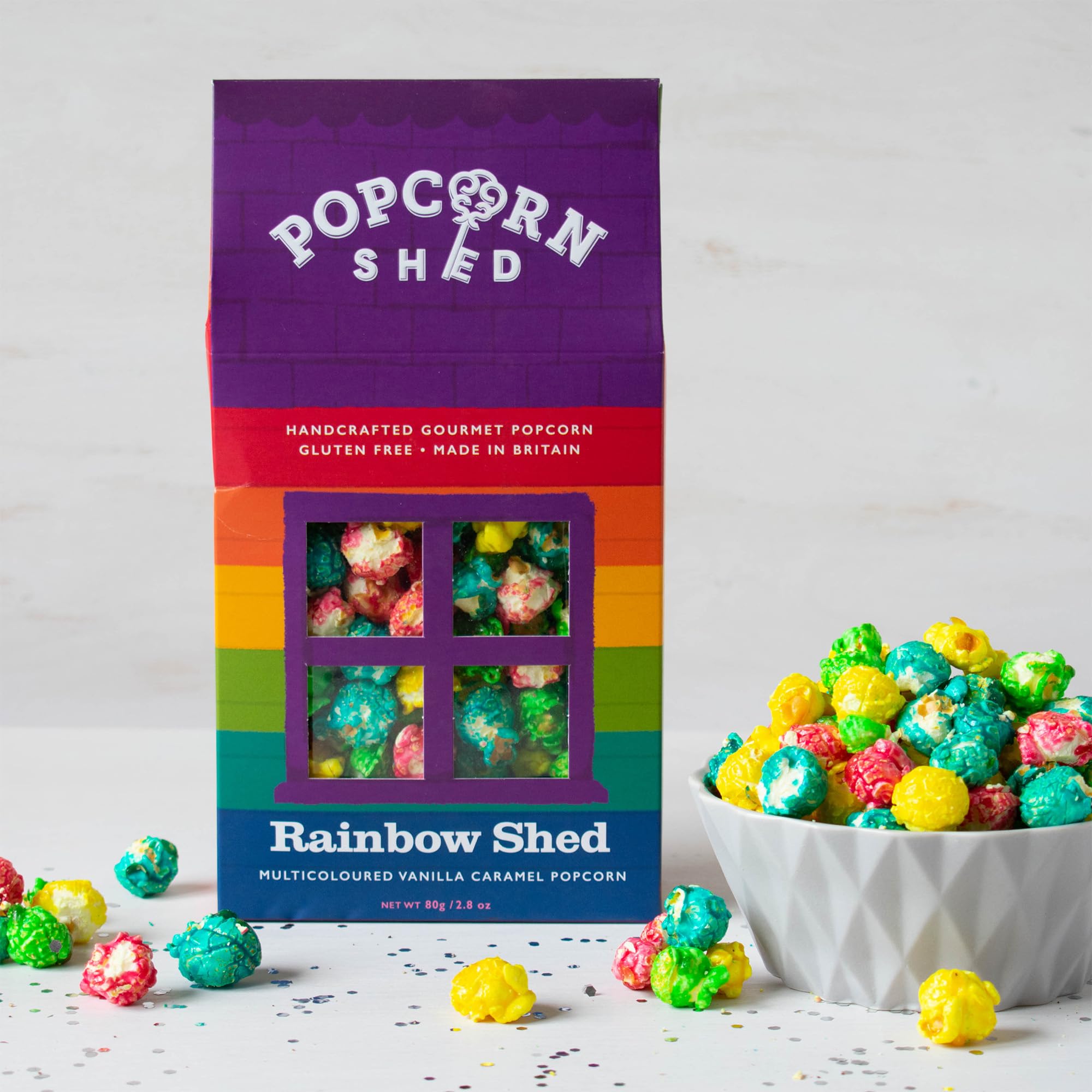Popcorn Shed Rainbow Shed Gourmet Popcorn (1 x 80g) - Multicoloured Vanilla Caramel Snack 5