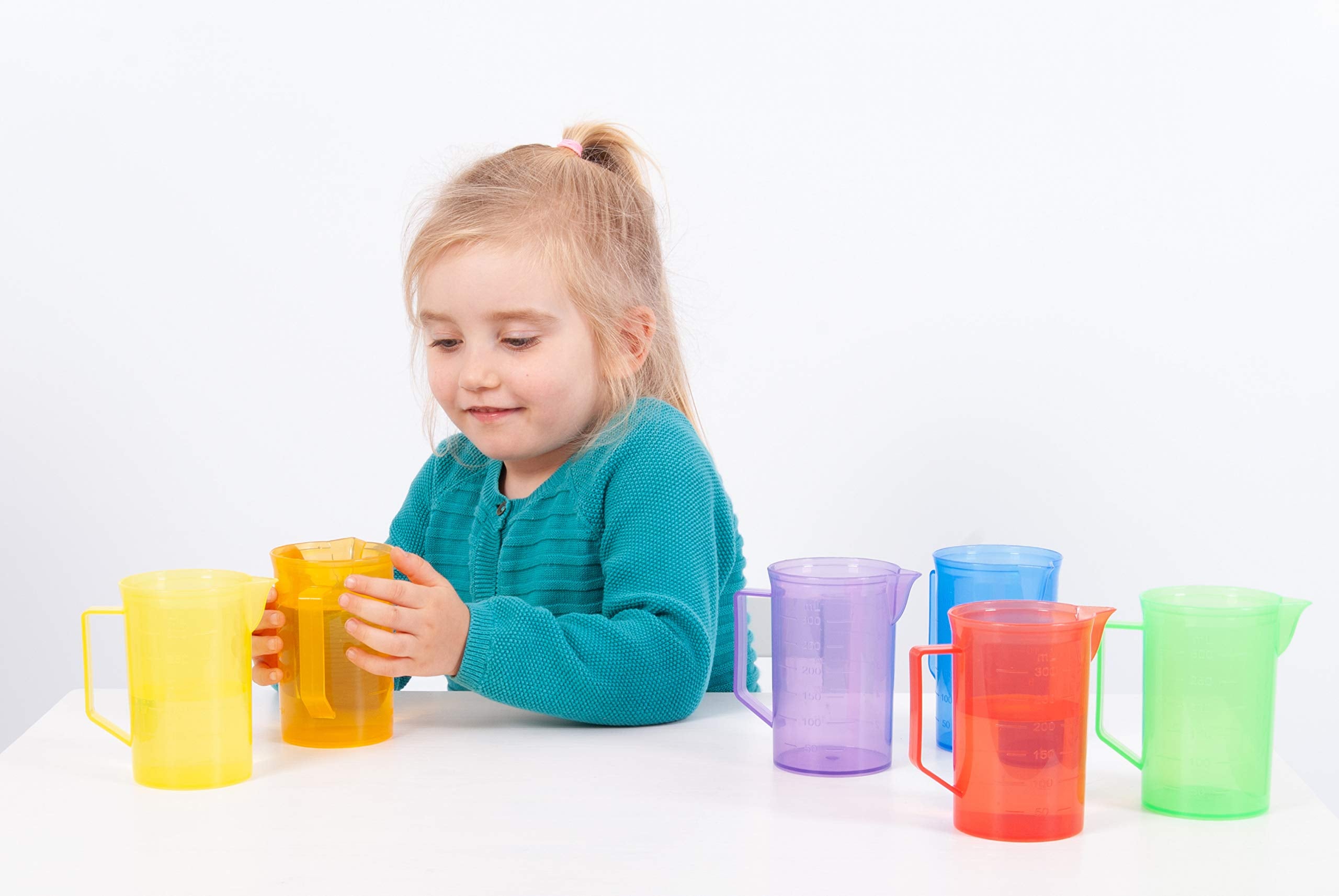 TickiT 6 Piece Translucent Colour Jug Set - Educational Sand & Water Play Cups for Toddlers 2