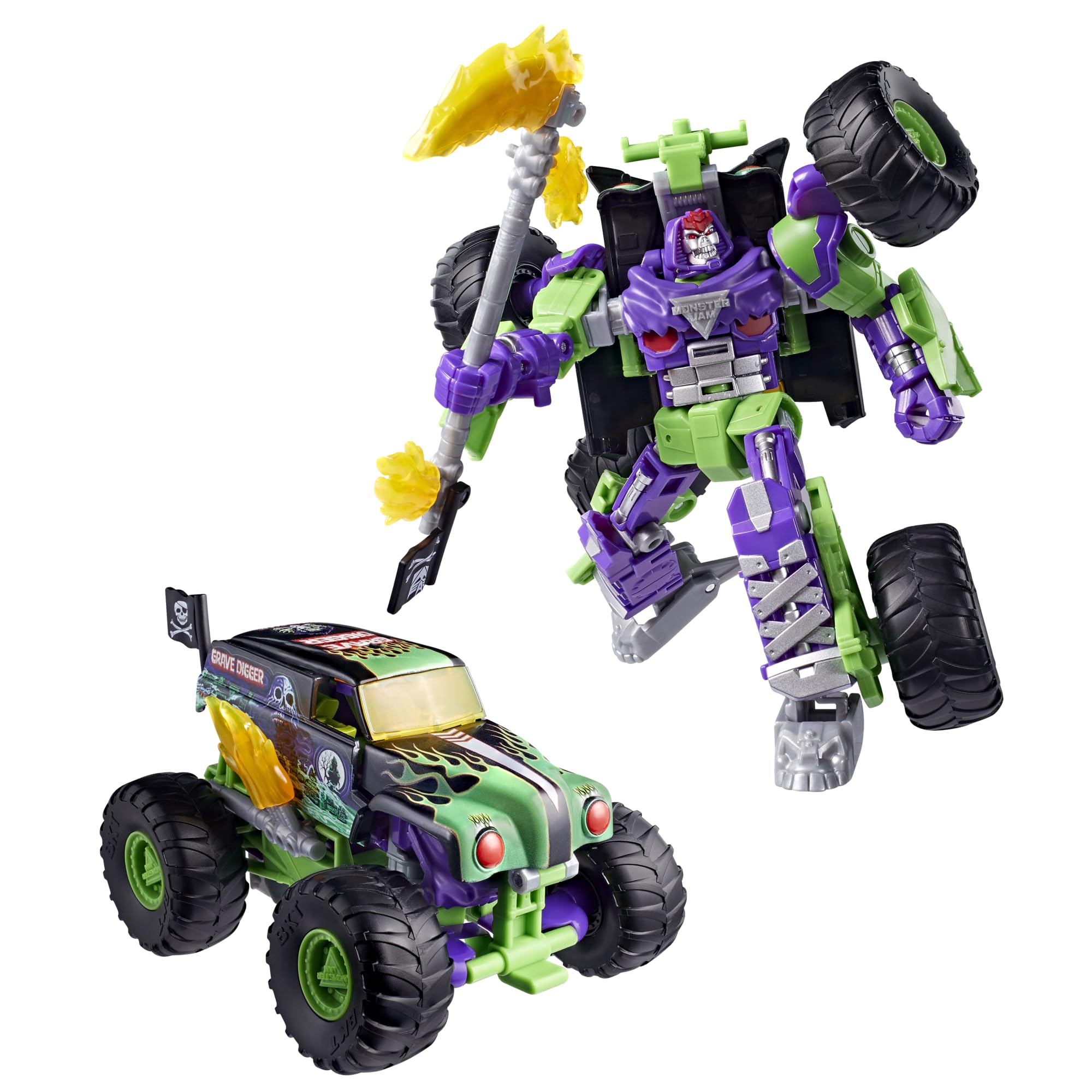 Transformers x Monster Jam Grave Digger (Grim) Leader Class Action Figure - 23.5 cm, Ages 8+ 1