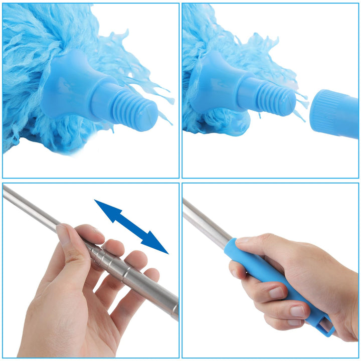 ASelected Extendable Microfiber Duster with 108" Telescoping Pole for High Ceilings, Fans & Blinds