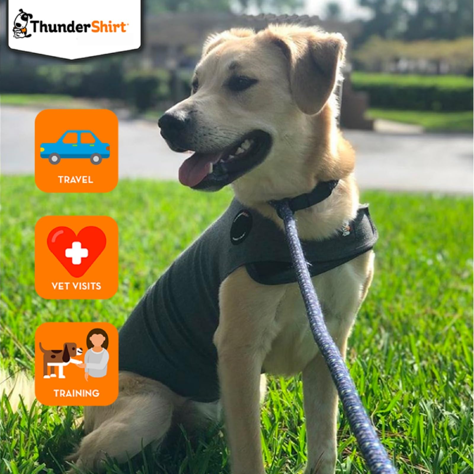Thundershirt Anxiety Coat for Dog - Calming Pressure Wrap | Size M | Heather Grey 4