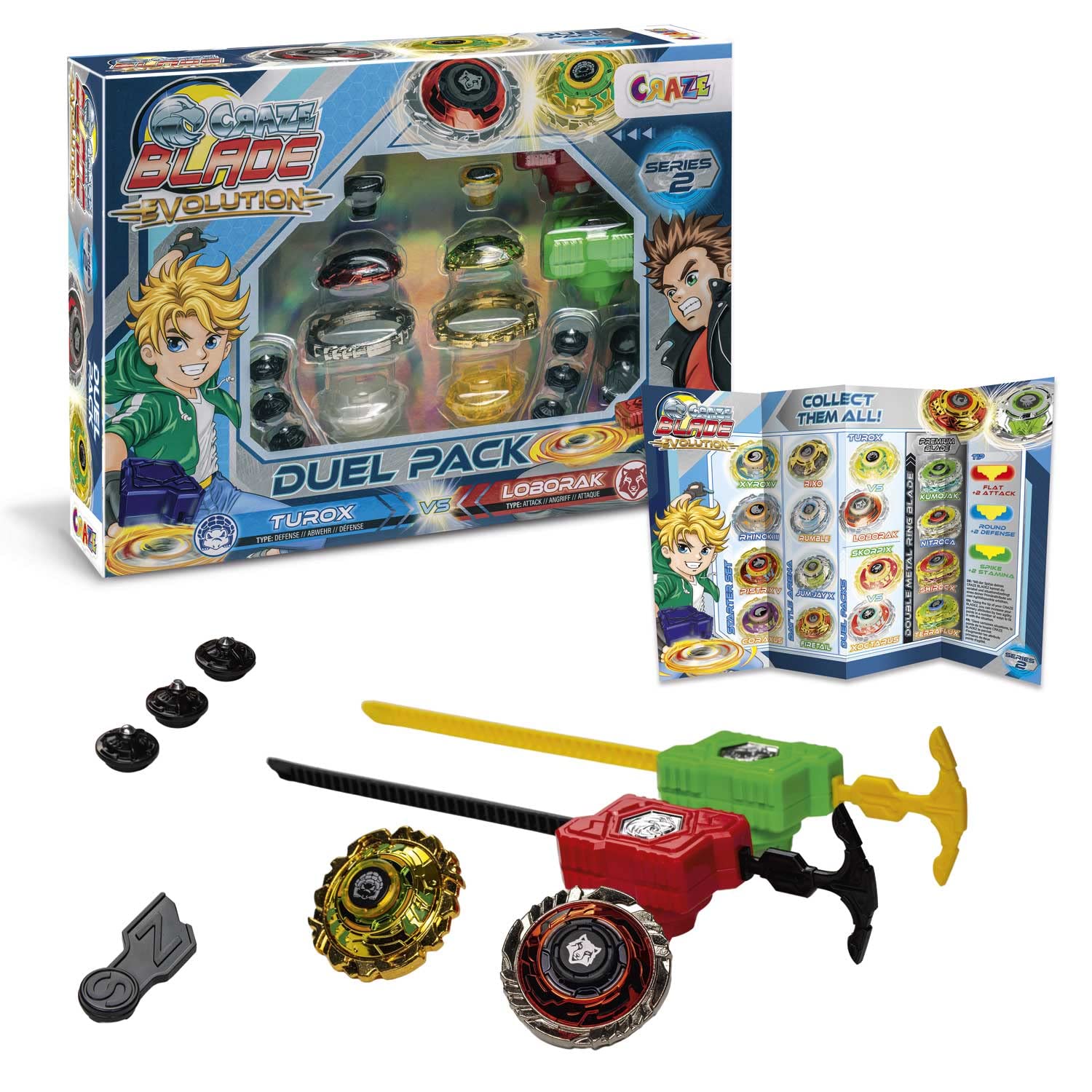 CRAZE Bladez Turox Loborak Evolution Spinning Top Duel Pack - Customizable Metal Fusion Blades | Ages 3+ 1
