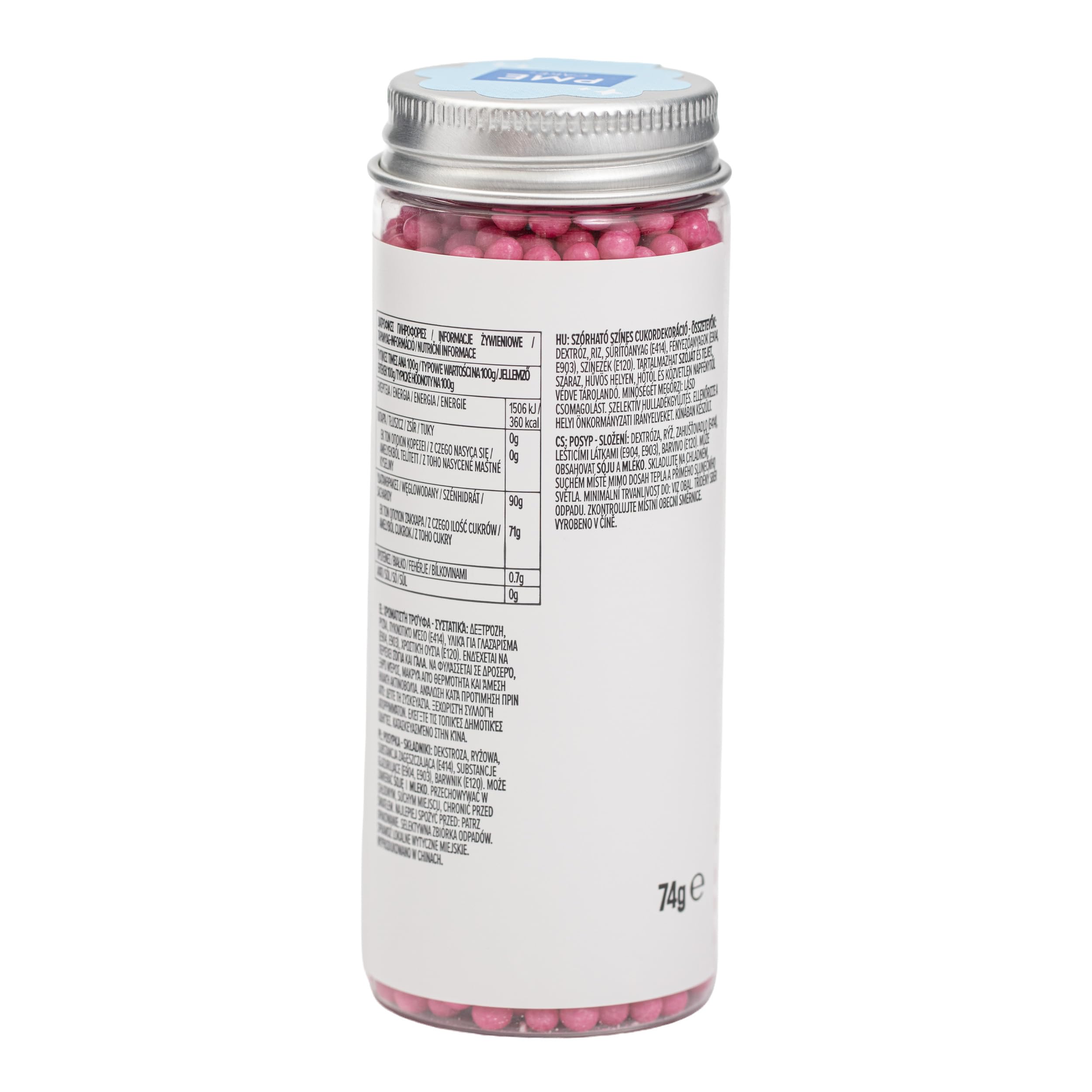 PME Cake Pearl Sprinkles - Hot Pink 4mm (74g) | Edible Sugar Pearl Decoration